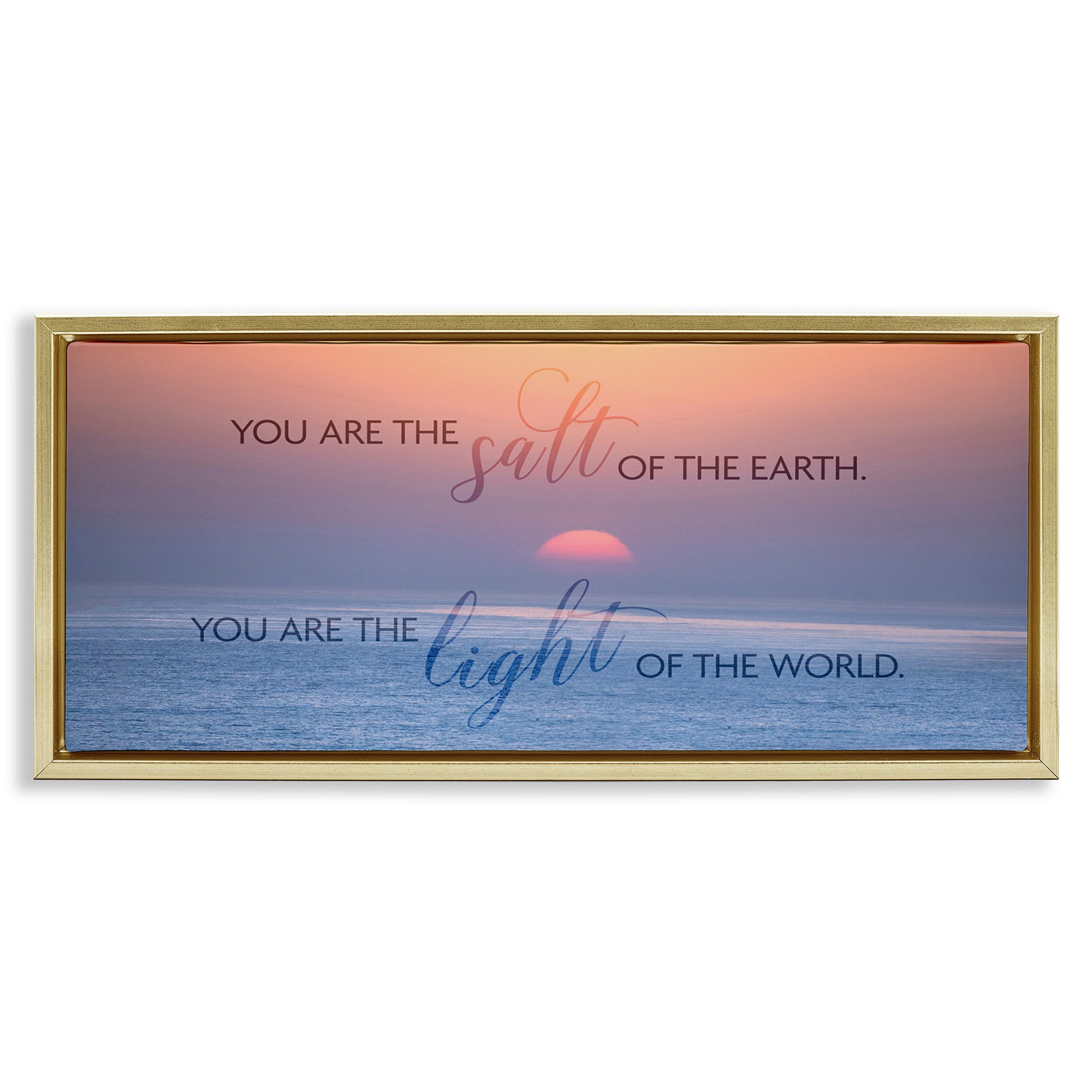 Stupell Industries Light Of The World Landscape Painting Gold Floater Framed Canvas Art Print Wall Art, 25 x 11