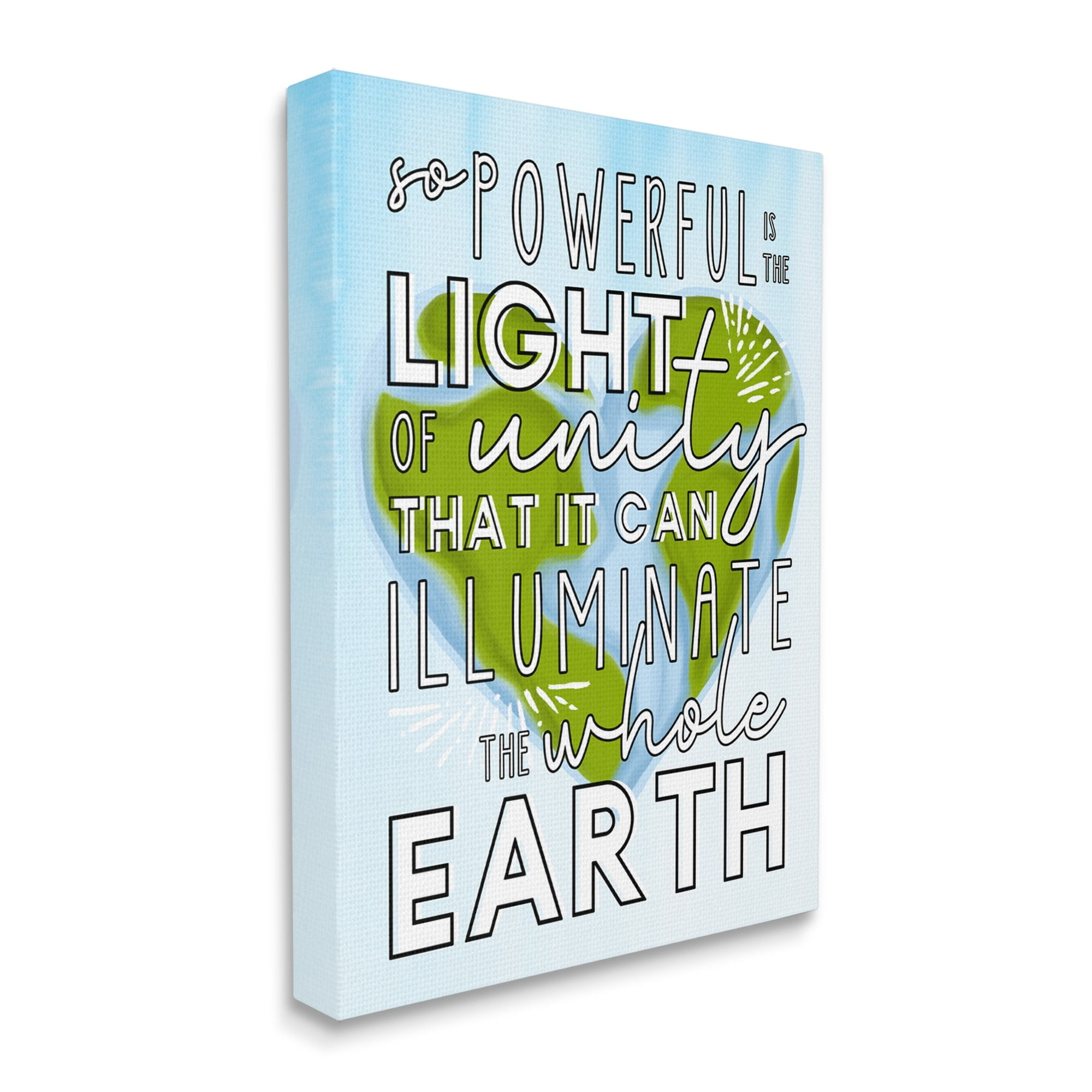 Stupell Industries Light Of Unity Phrase Heart Shaped Earth Typography Painting Gallery Wrapped Canvas Art Print Wall Art, 30 x 40