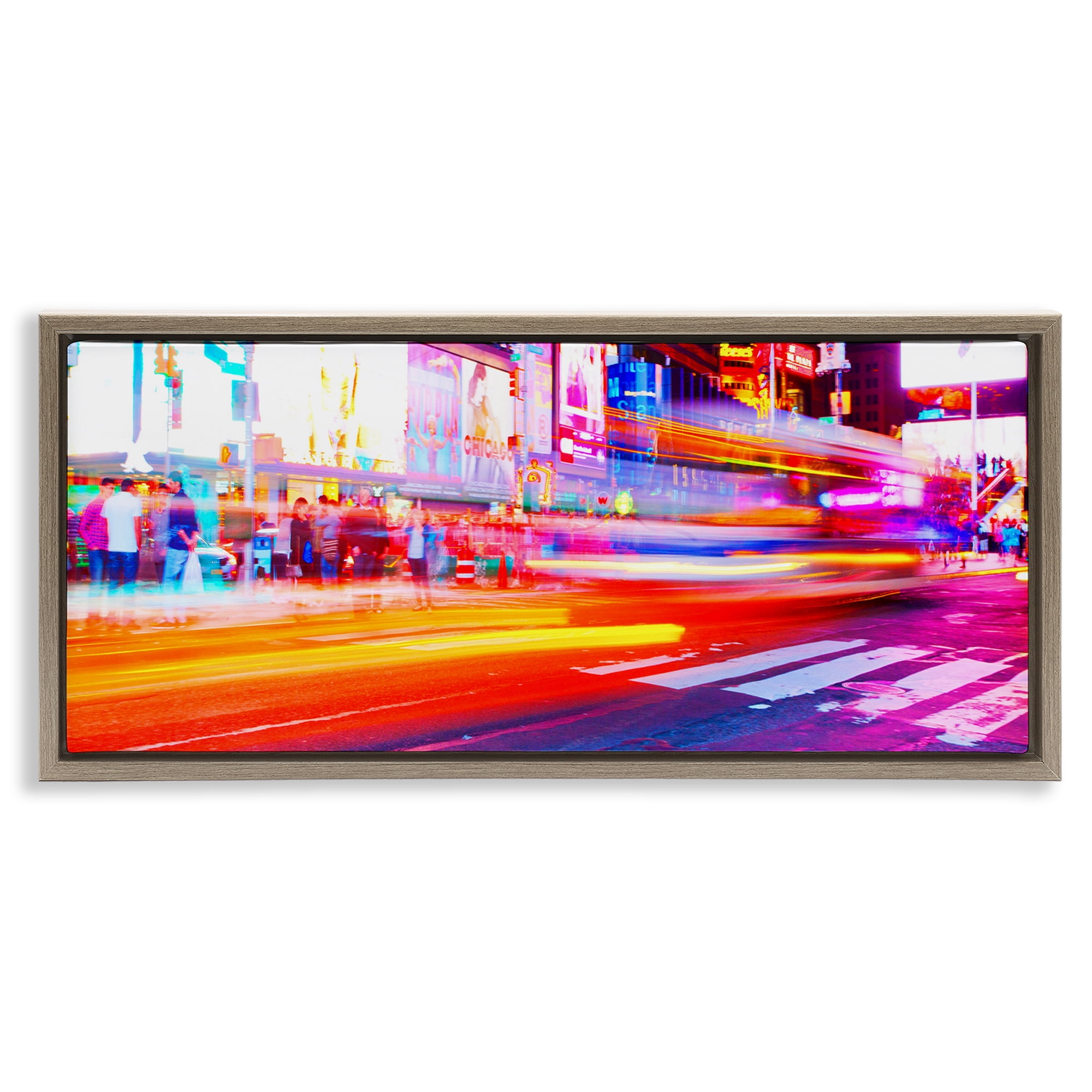 Stupell Industries Light Streaked Cityscape Scenery Photography Brown Floater Framed Art Print Wall Art, 25 x 11