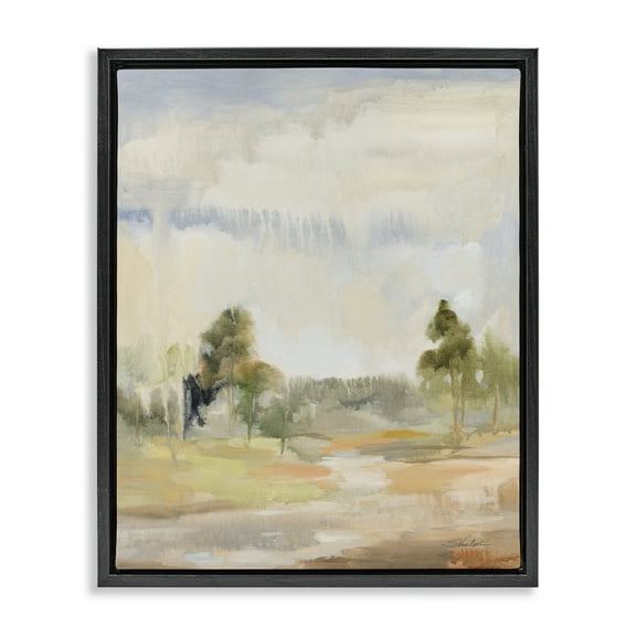 Stupell Industries Light Summer Rain Landscape Painting Black Floater Framed Art Print Wall Art, 17 x 21