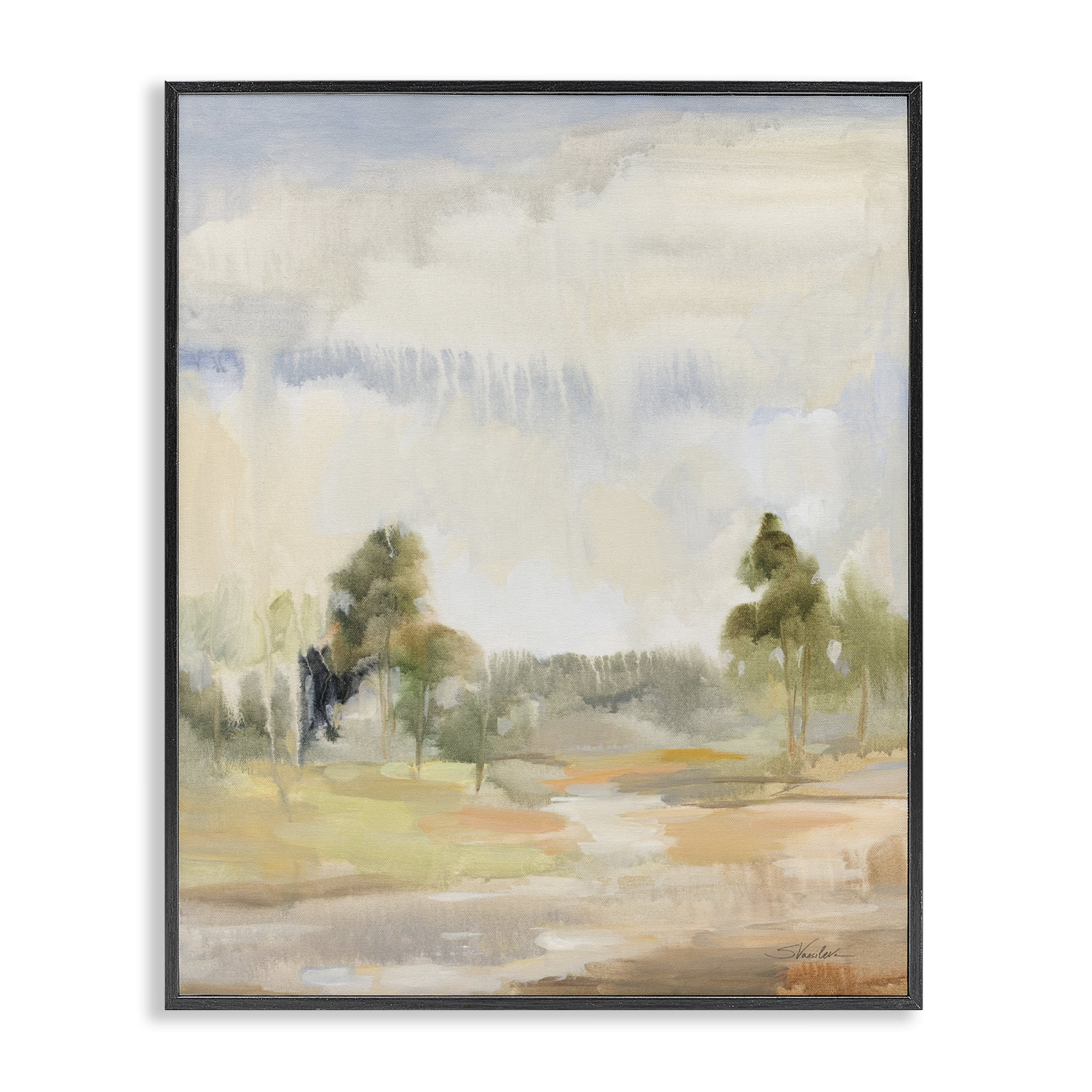Stupell Industries Light Summer Rain Landscape Painting Black Framed Art Print Wall Art, 16 x 20