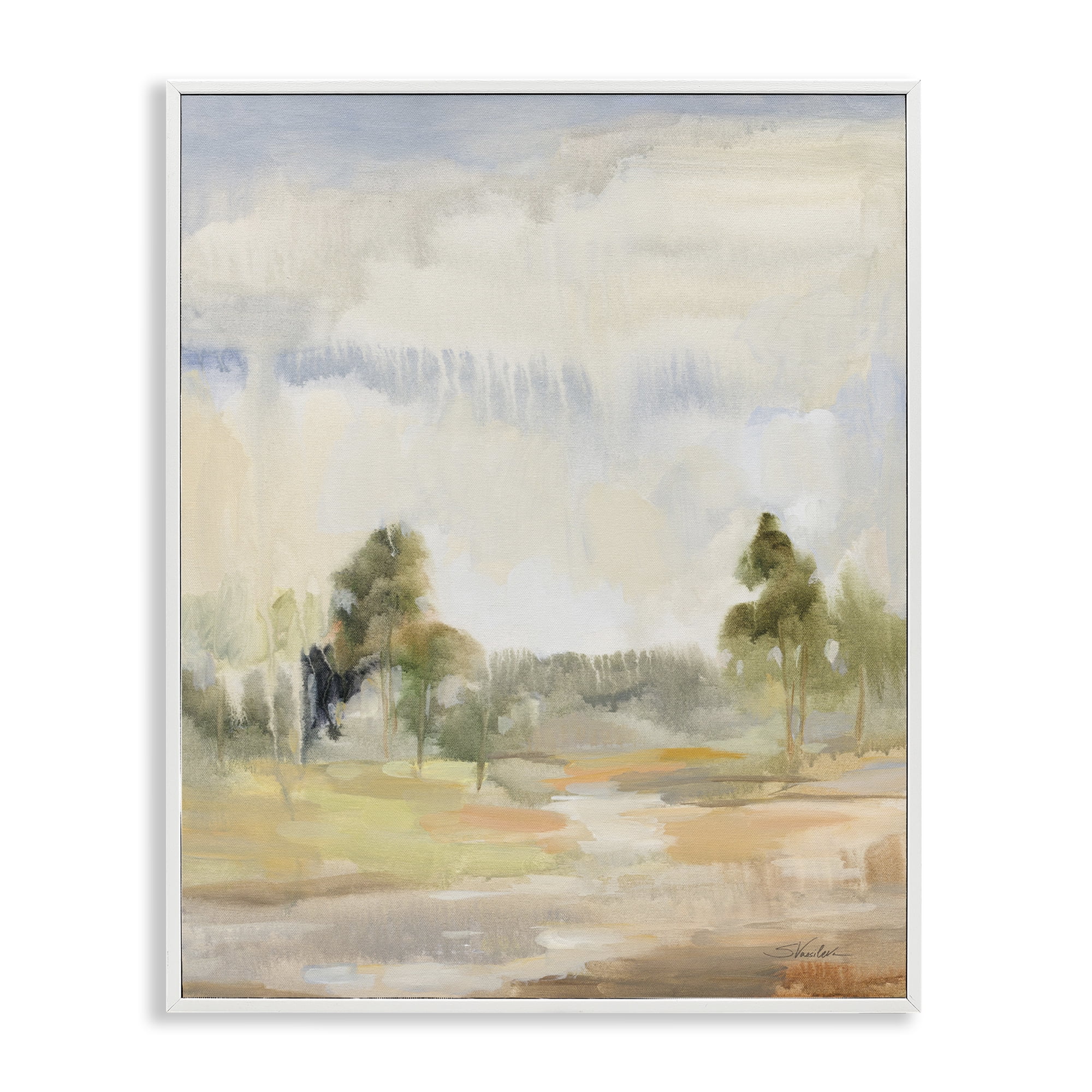 Stupell Industries Light Summer Rain Landscape Painting White Framed Art Print Wall Art, 16 x 20