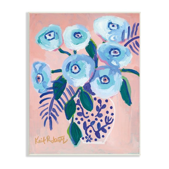 Stupell Industries Light Turquoise Eyed Poppies Traditional Abstract Flower Painting,10 x 15, Design by Kait Roberts