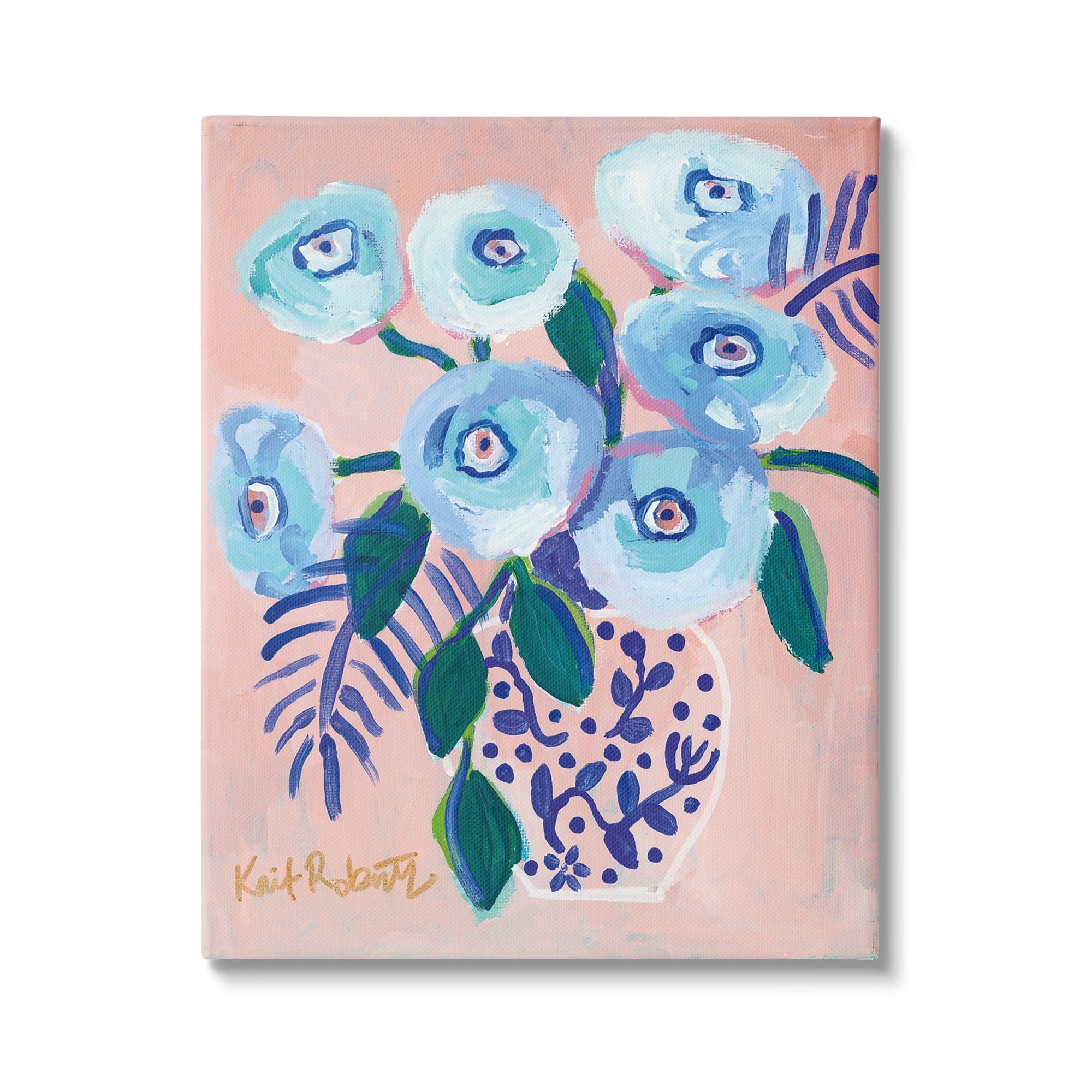 Stupell Industries Light Turquoise Eyed Poppies Traditional Abstract Flower Painting,24 x 30, Design by Kait Roberts