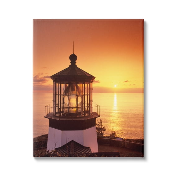 Stupell Industries Lighthouse Beacon at Sunset Nature Photography Gallery Wrapped Canvas Print Wall Art, 16 x 20