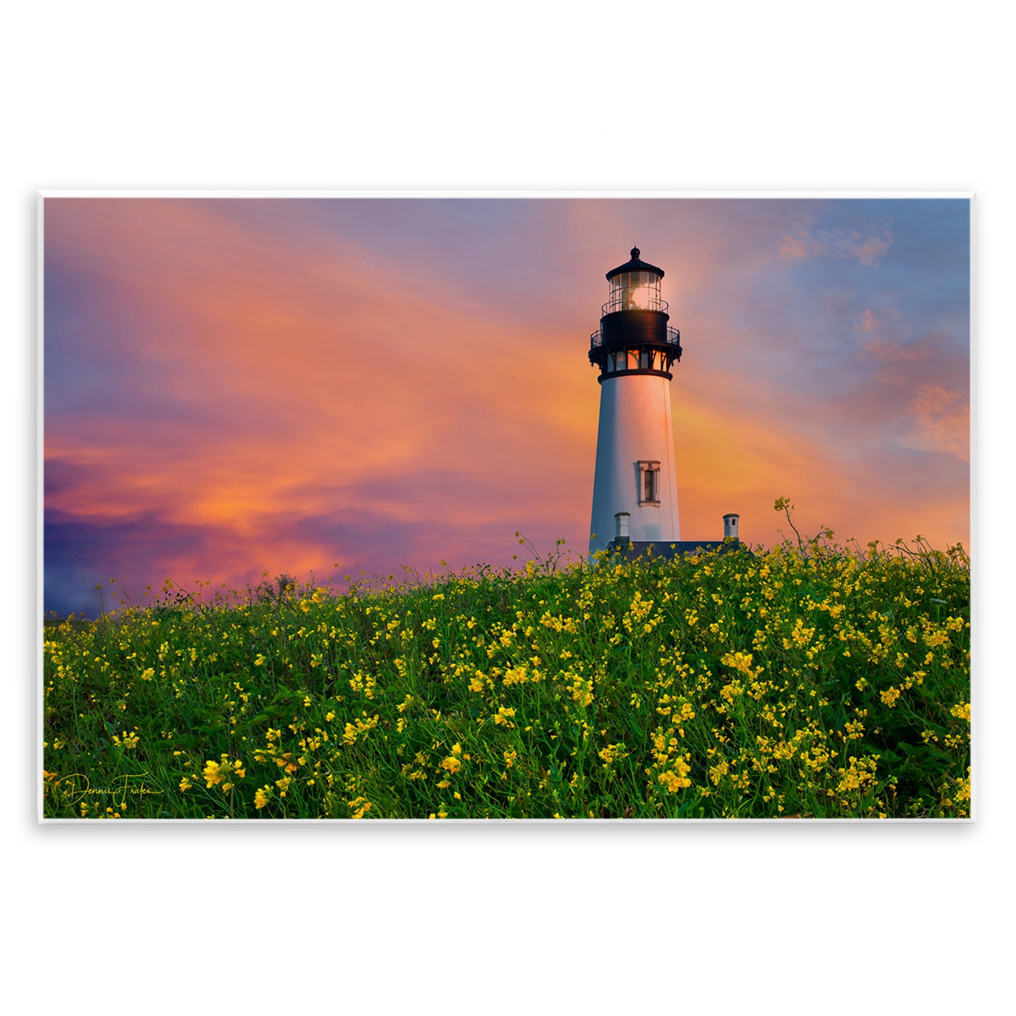 Stupell Industries Lighthouse & Floral Meadow Coastal Photography Unframed Art Print Wall Art, 19 x 13