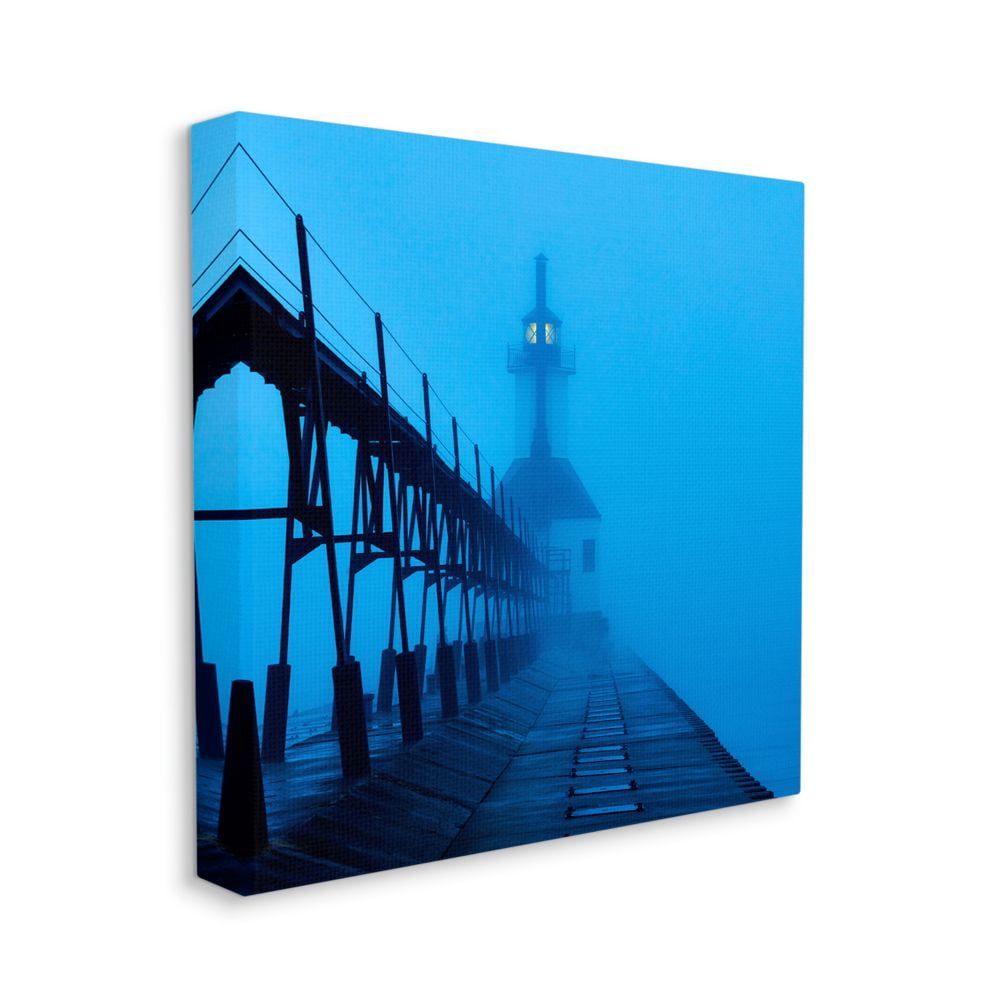 Stupell Industries Lighthouse In The Fog Blue Coastal Photograph Canvas Wall Art by James McLoughlin