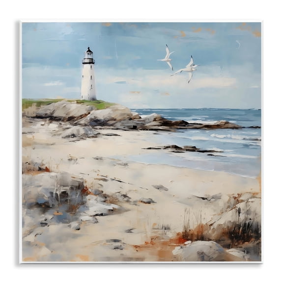 Stupell Industries Lighthouse On Rocky Shore Wall Plaque Art design by LSR Creative Studio, 12 x 12