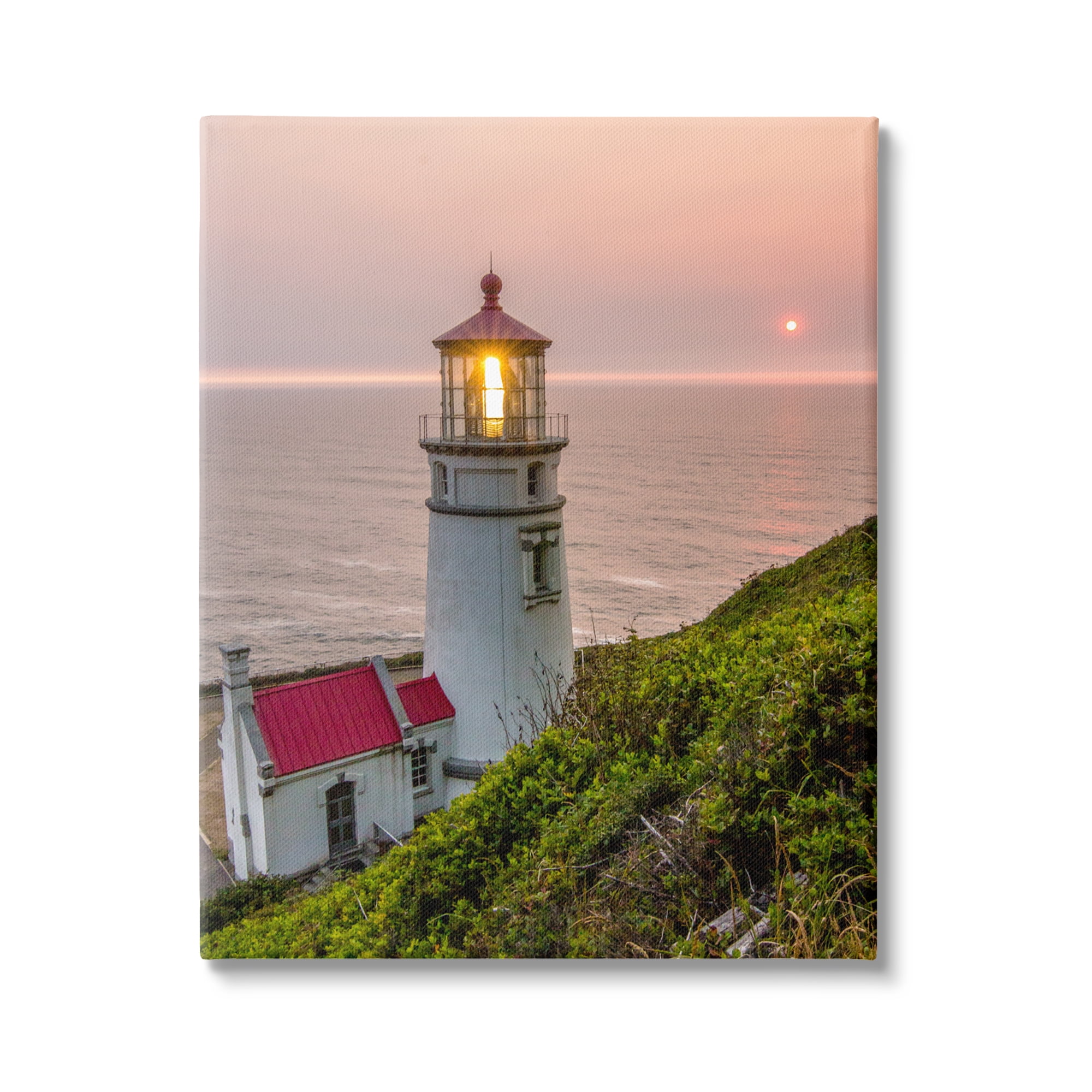 Stupell Industries Lighthouse at Sunset Nature Photography Gallery Wrapped Canvas Print Wall Art, 36 x 48