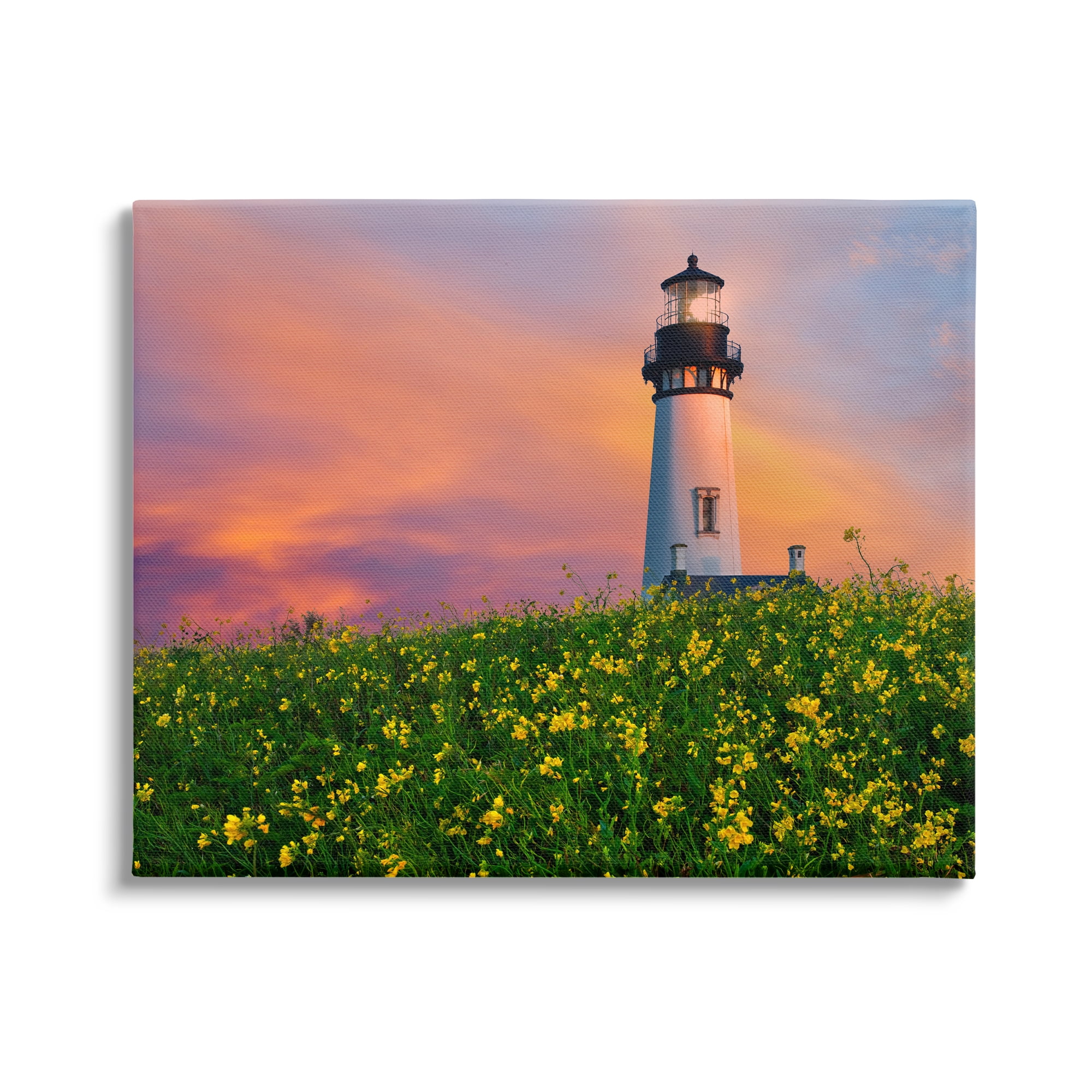 Stupell Industries Lighthouse in Meadow Sunrise Nature Photography Gallery Wrapped Canvas Print Wall Art, 30 x 24