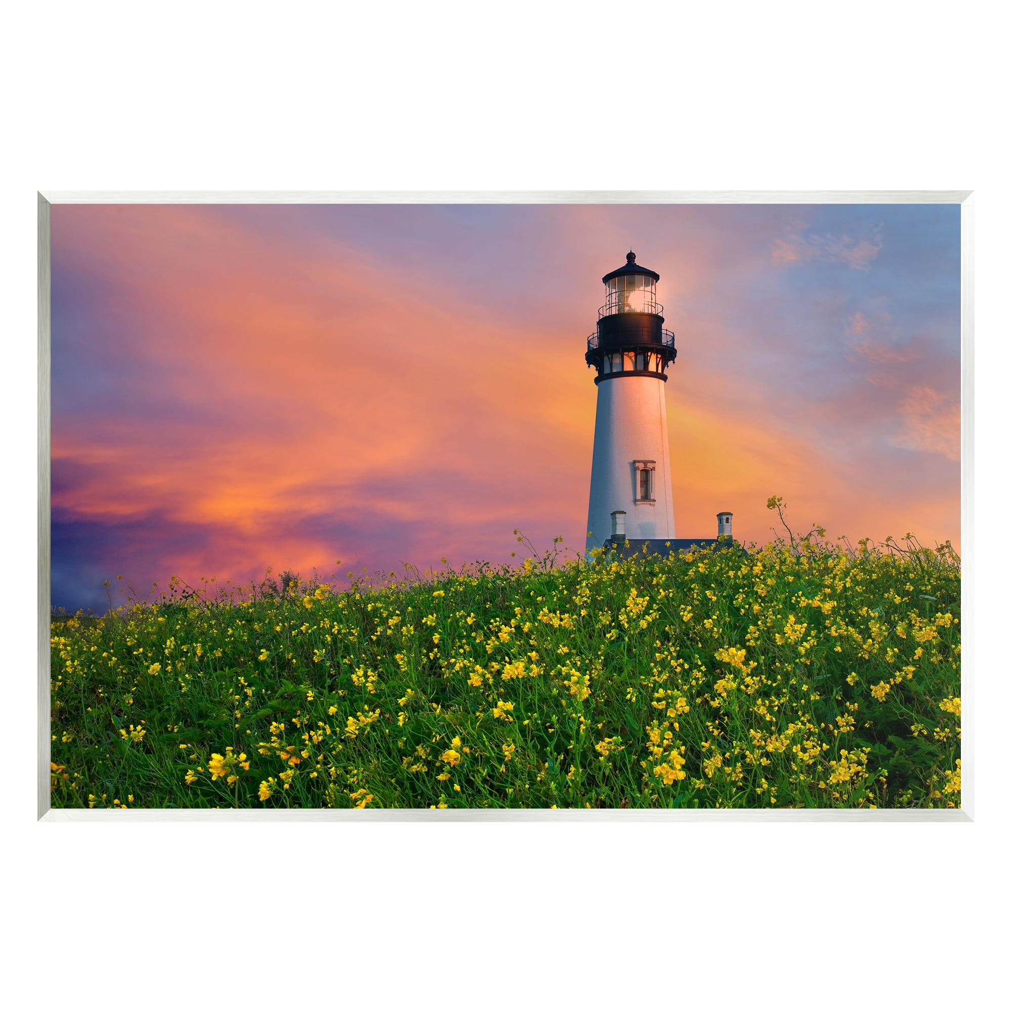Stupell Industries Lighthouse in Meadow Sunrise Nature Photography Unframed Art Print Wall Art, 19 x 13