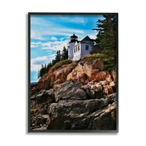 Stupell Industries Lighthouse on Cliff Nature Photography Black Framed Art Print Wall Art, 11 x 14