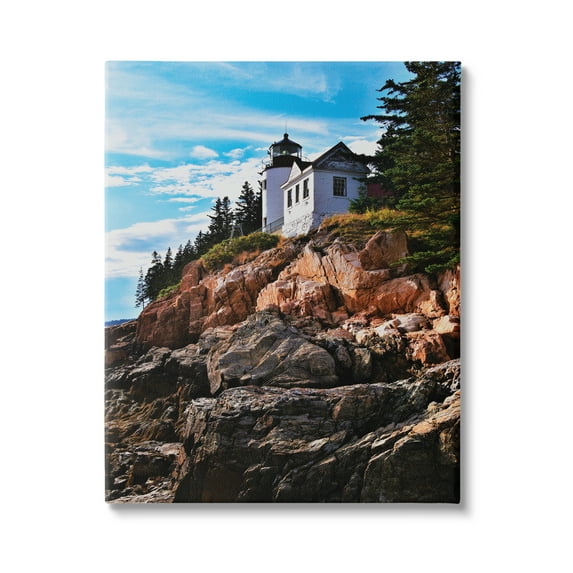 Stupell Industries Lighthouse on Cliff Nature Photography Gallery Wrapped Canvas Print Wall Art, 30 x 40