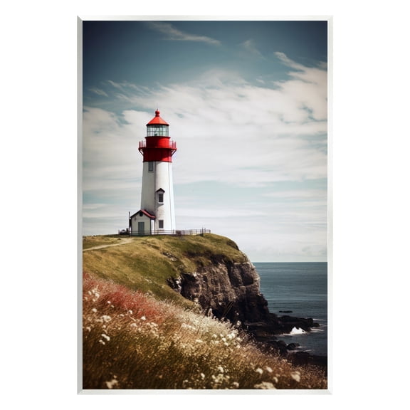 Stupell Industries Lighthouse on High Cliff Landscape Photography Unframed Art Print Wall Art, 13 x 19