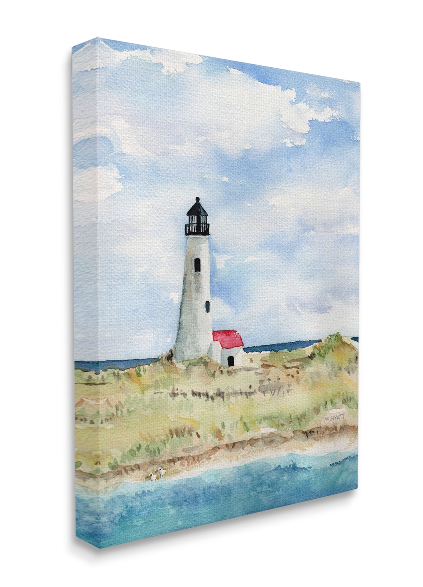 Stupell Industries Lighthouse on Peninsula Soft Coastal Landscape Canvas Wall Art, 24 x 30, Design by Melissa Hyatt LLC