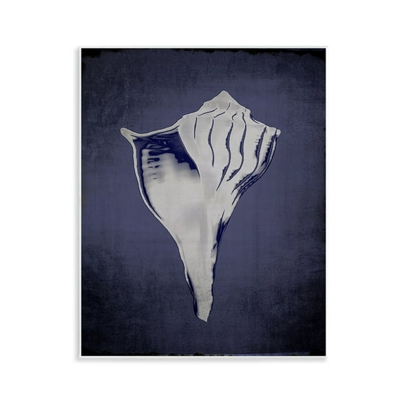 Stupell Industries Lightning Whelk on Indigo Nautical & Beach Painting Unframed Art Print Wall Art, 11 x 14