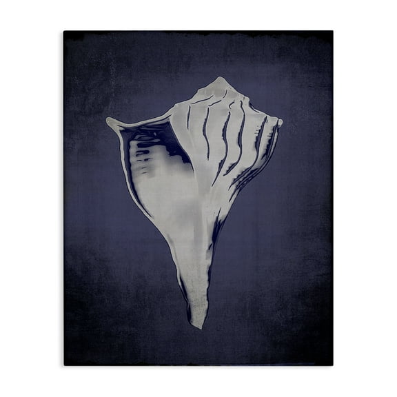 Stupell Industries Lightning Whelk on Indigo Nautical & Beach Painting Wrapped Canvas Art Print Wall Art, 16 x 20