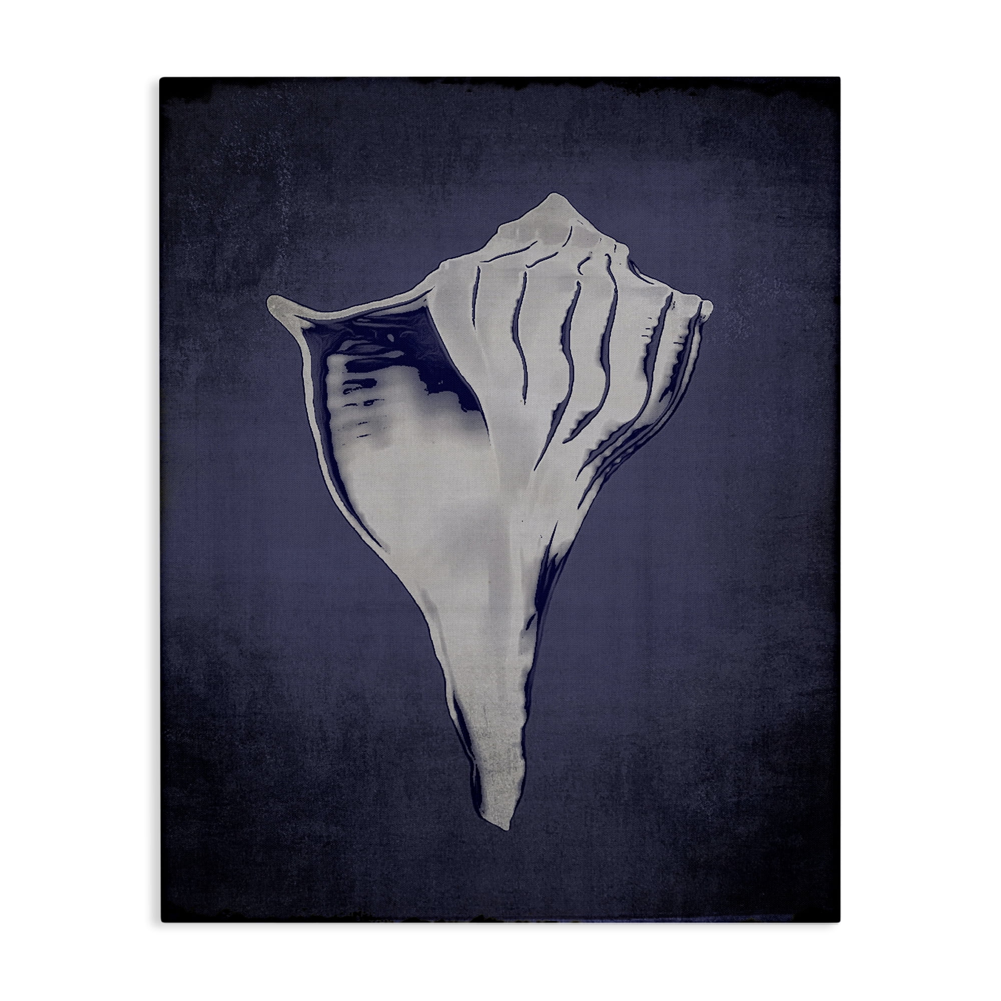 Stupell Industries Lightning Whelk on Indigo Nautical & Beach Painting Wrapped Canvas Art Print Wall Art, 30 x 40