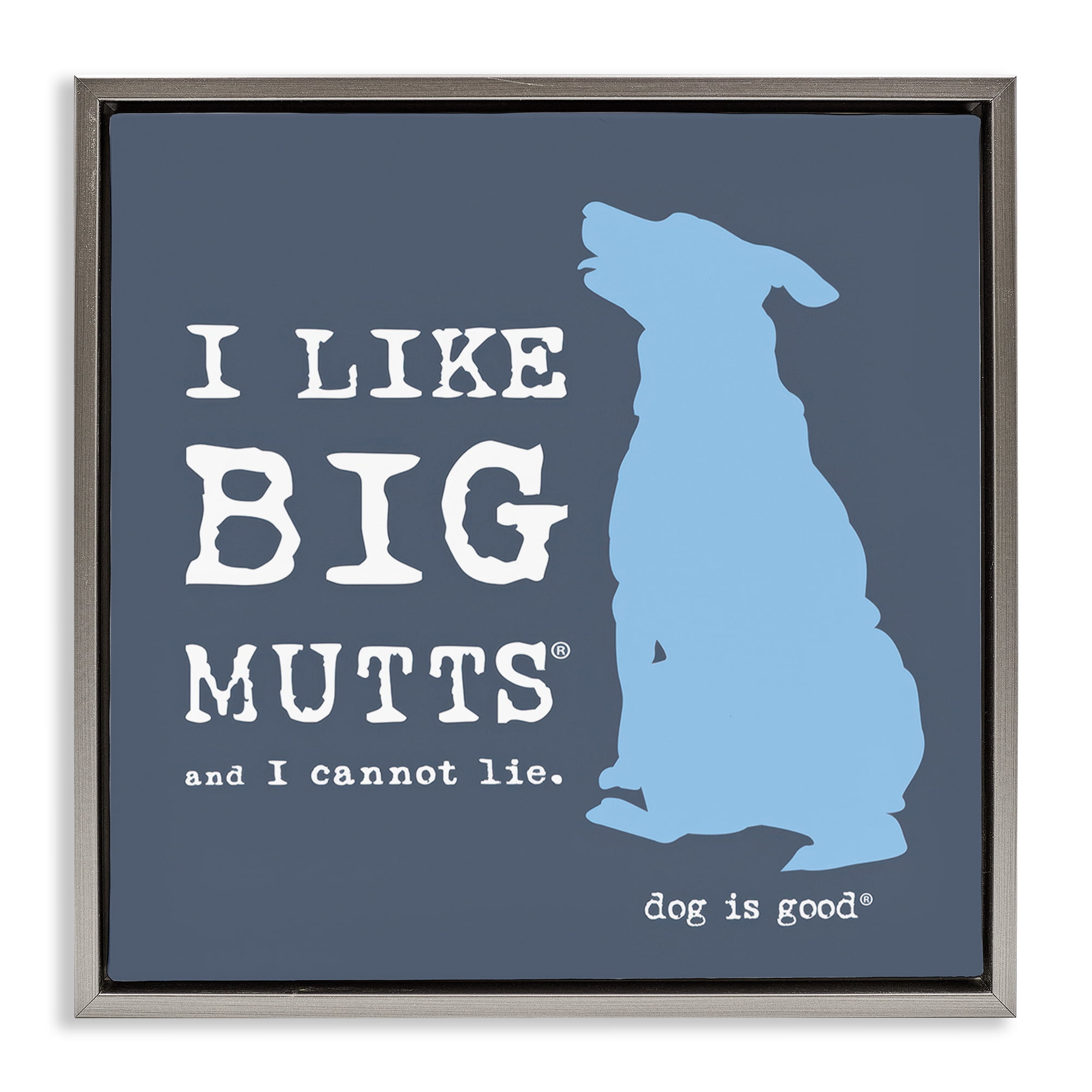 Stupell Industries Like Big Mutts Pet Humor Animals Painting Gray Floater Framed Canvas Art Print Wall Art, 25 x 25