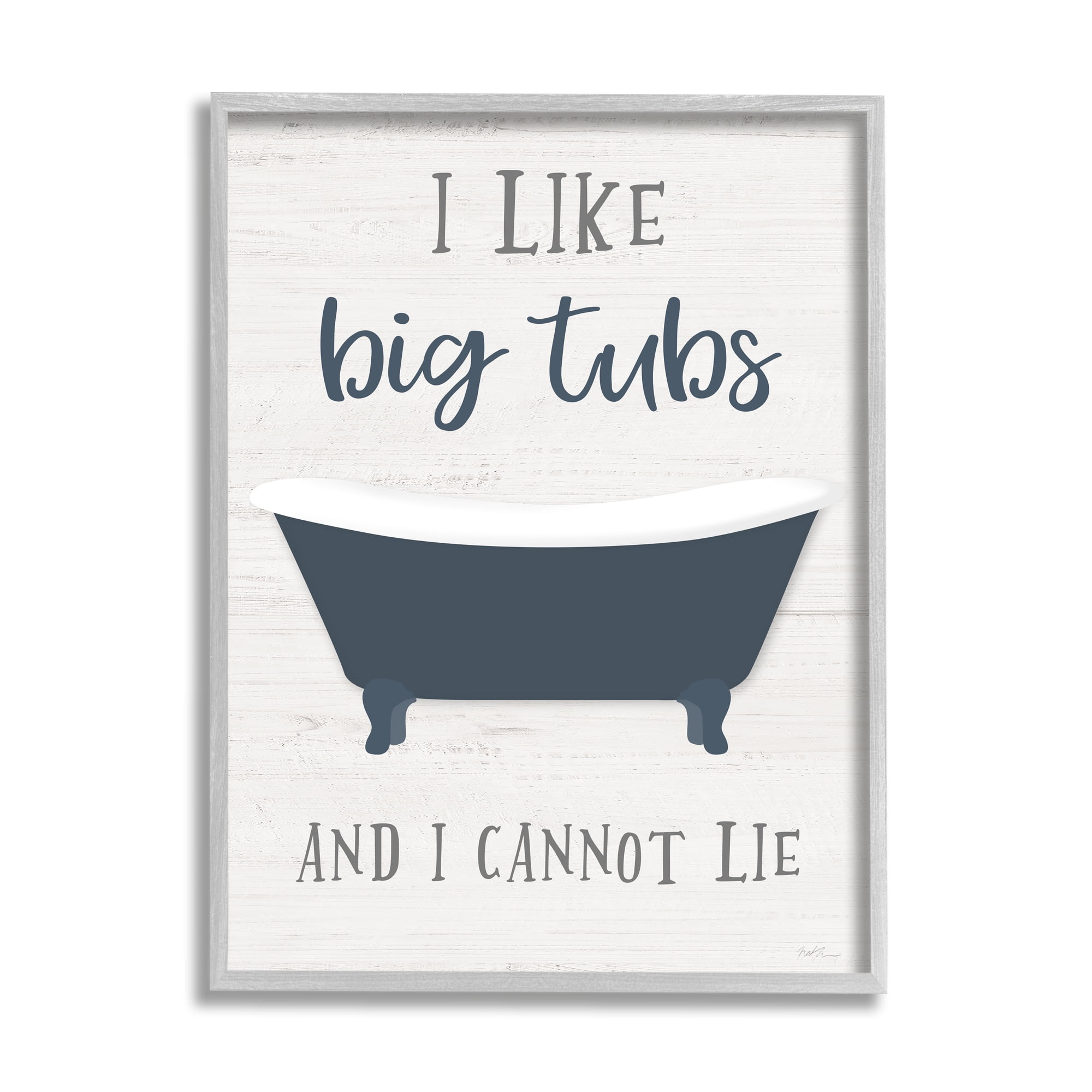 Stupell Industries Like Big Tubs Bathroom Phrase Good Hygiene Humor Typography Painting Gray Framed Art Print Wall Art, 16 x 20
