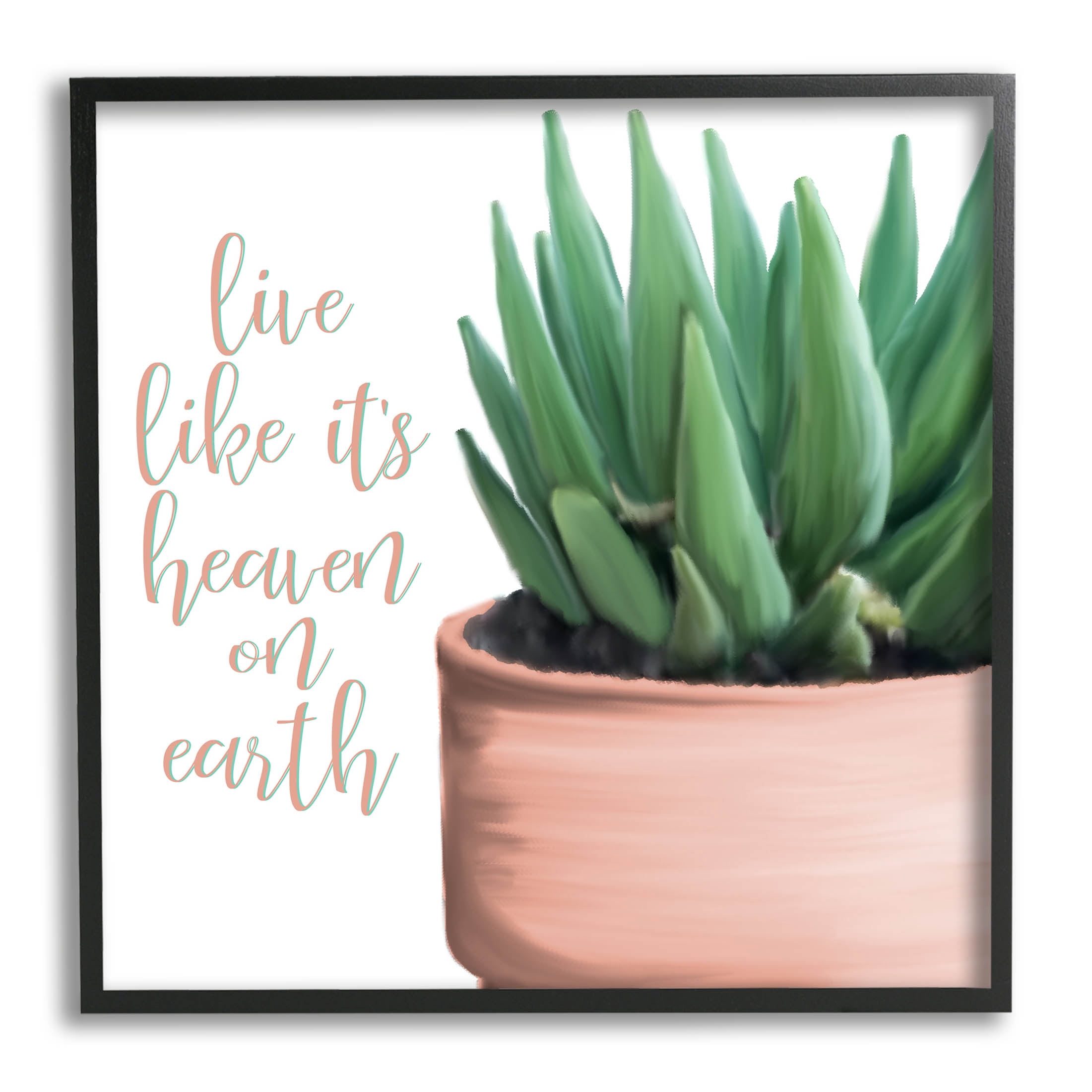 Stupell Industries Like It's Heaven On Earth Plant Graphic Art Black Framed Art Print Wall Art, Design by Kim Allen