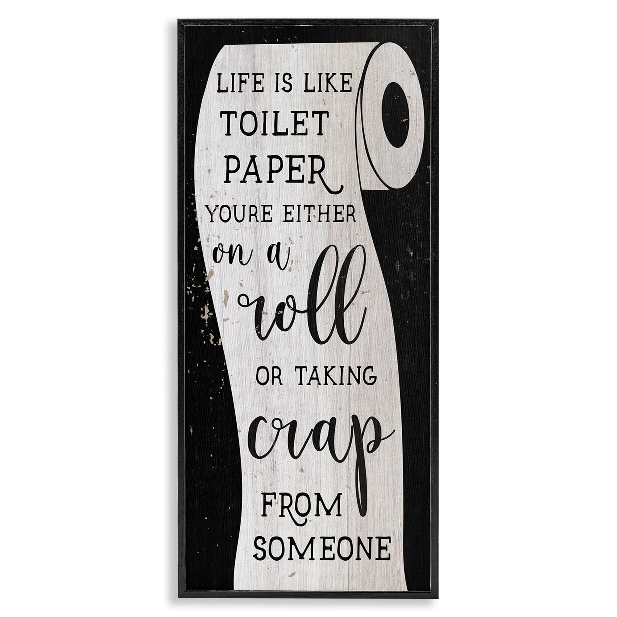 Stupell Industries Like Toilet Paper Funny Bathroom Typography Painting Black Framed Art Print Wall Art, 13 x 30