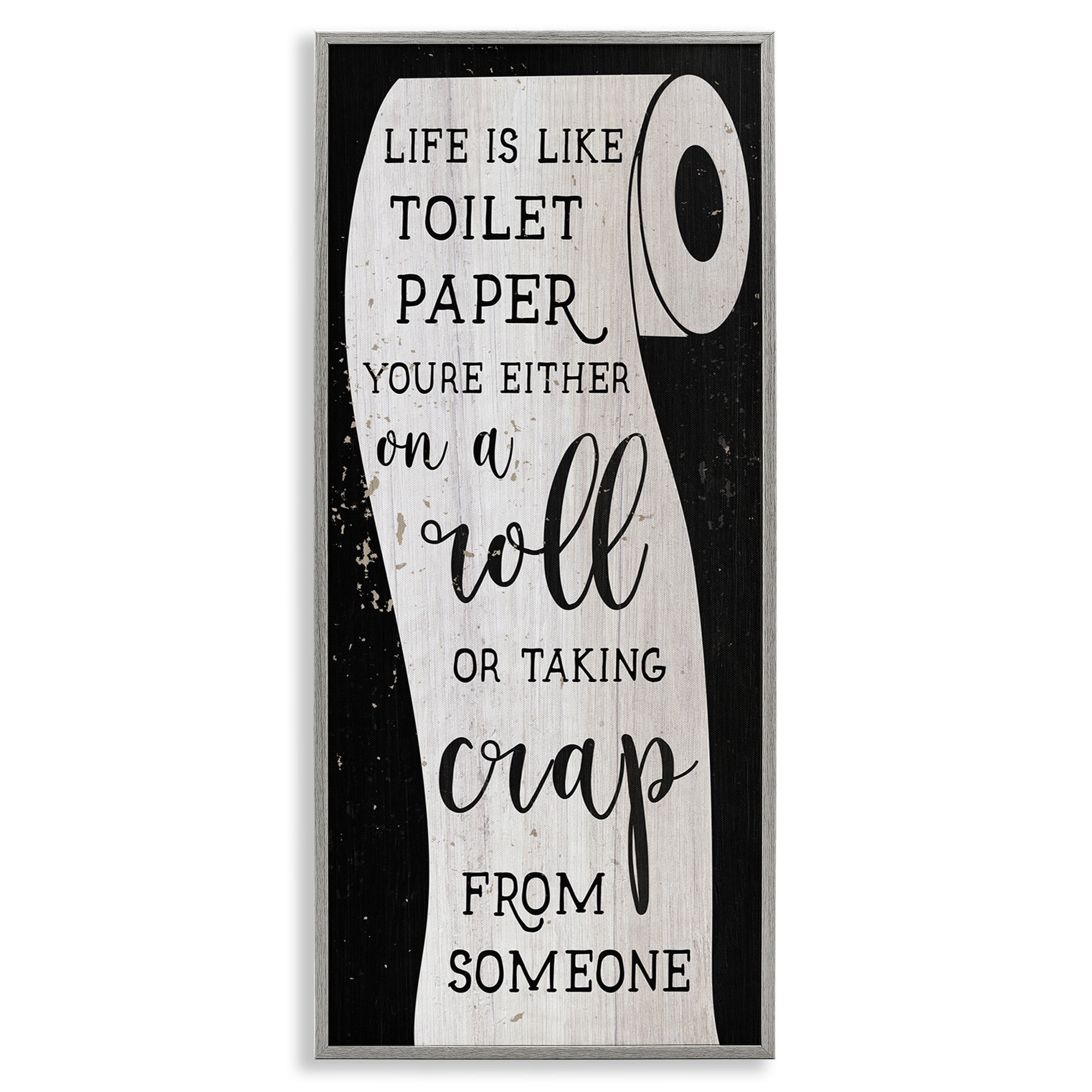 Stupell Industries Like Toilet Paper Funny Bathroom Typography Painting Gray Framed Art Print Wall Art, 10 x 24