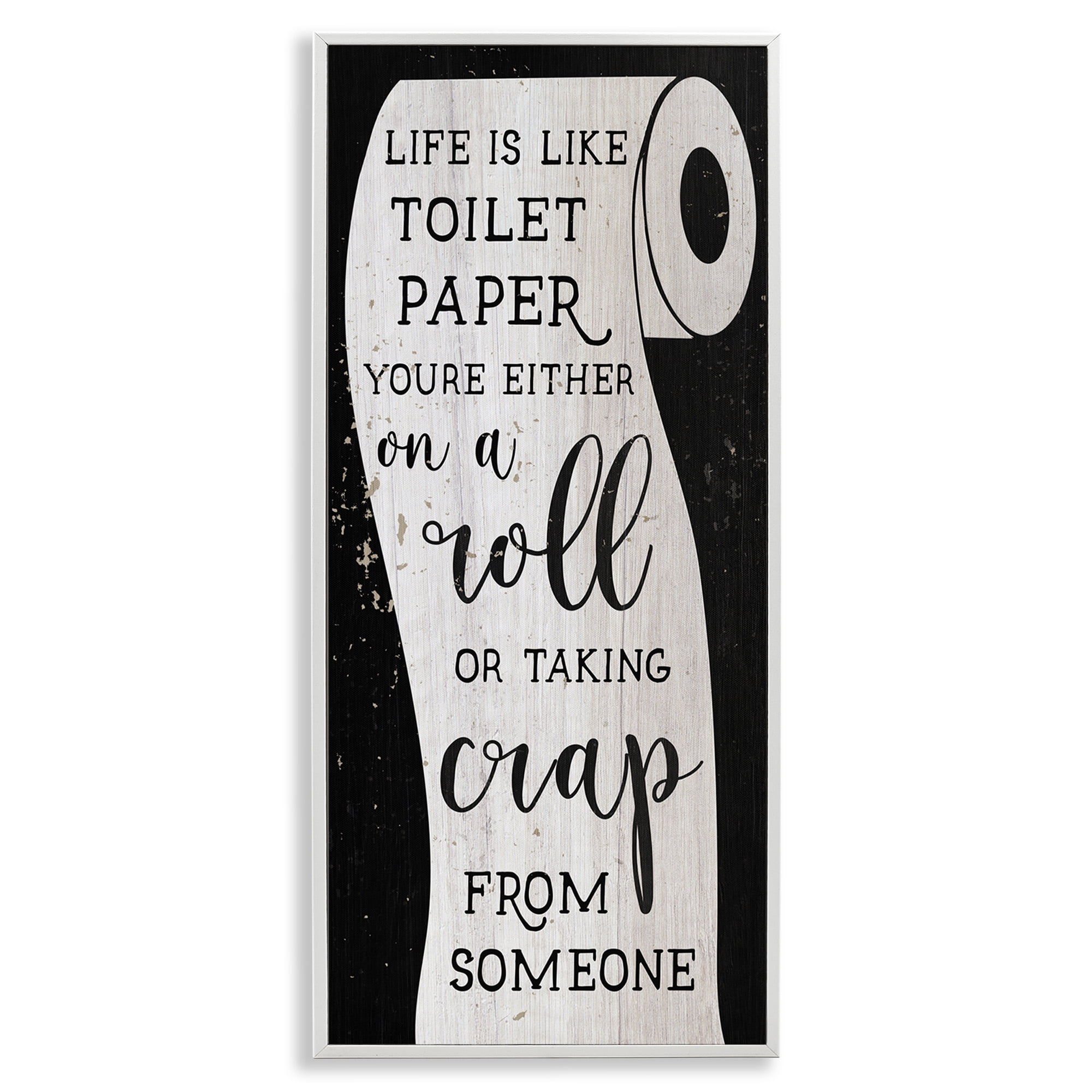 Stupell Industries Like Toilet Paper Funny Bathroom Typography Painting White Framed Art Print Wall Art, 10 x 24