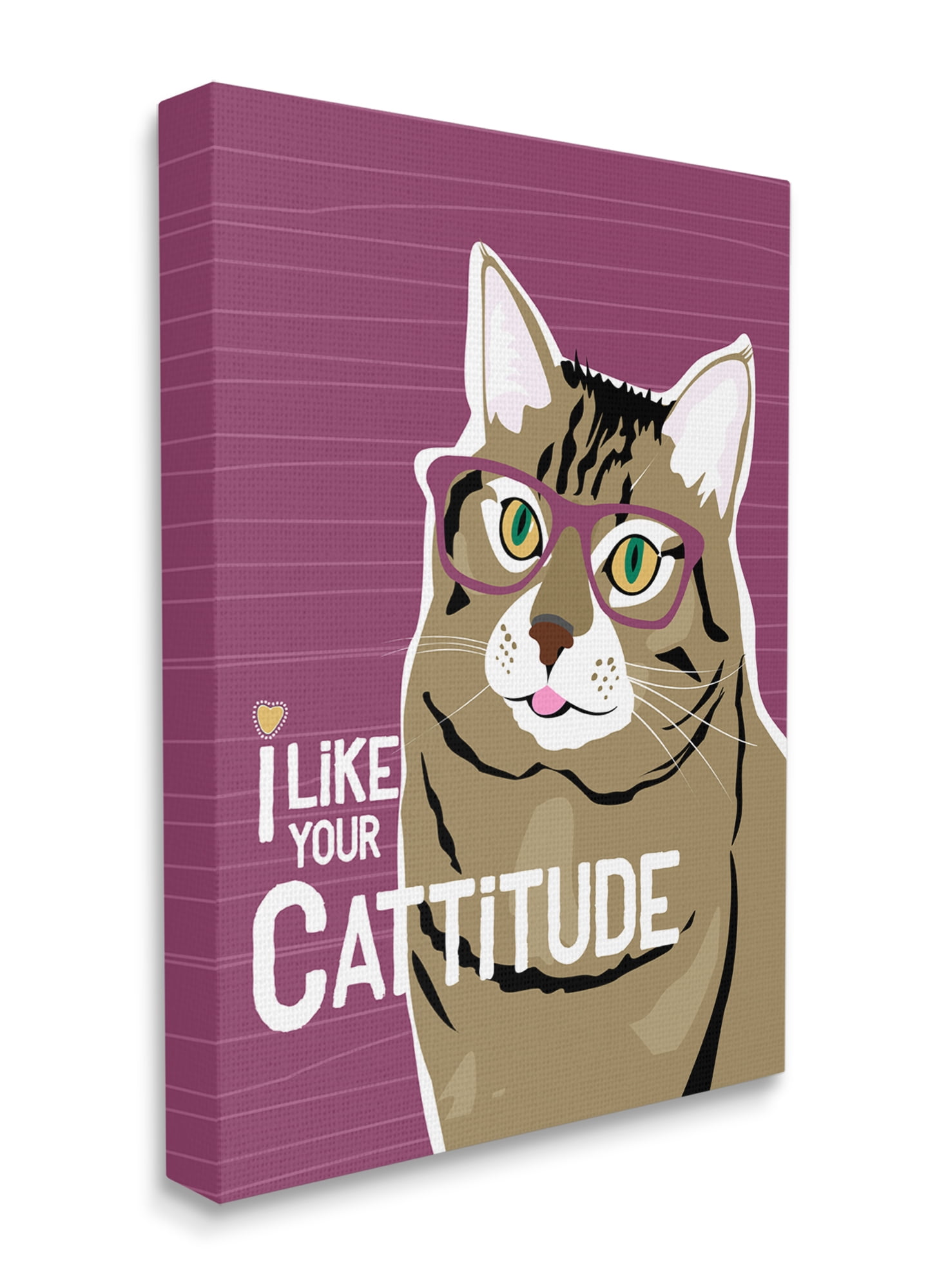 Stupell Industries Like Your Cattitude Phrase Cat With Glasses Pet Canvas Wall Art, 30 x 40, Design by Ginger Oliphant