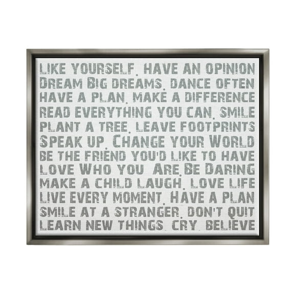 Stupell Industries Like Yourself Inspirational Typography Wall Art Jet Black Framed Floating Canvas Wall Art, 16x20, by Andrea James