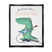 Stupell Industries Like a Rockstar Alligator Animals & Insects Painting Black Floater Framed Canvas Art Print Wall Art, 17 x 21