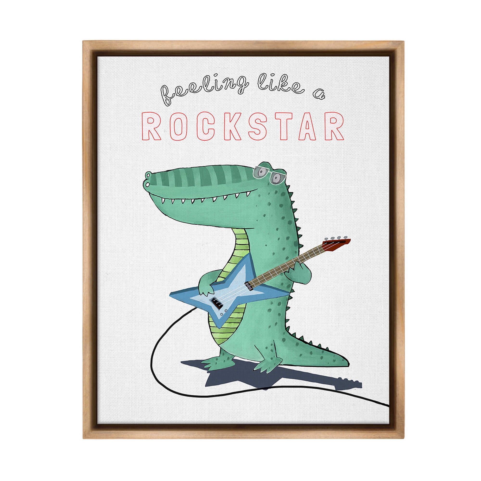 Stupell Industries Like a Rockstar Alligator Animals & Insects Painting Brown Floater Framed Canvas Art Print Wall Art, 25 x 31