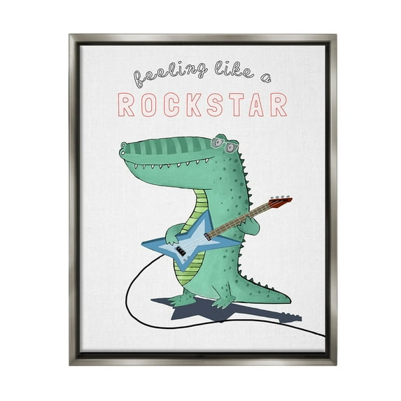 Stupell Industries Like a Rockstar Alligator Animals & Insects Painting Gray Floater Framed Canvas Art Print Wall Art, 17 x 21