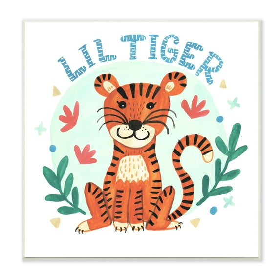 Stupell Industries Lil Tiger Text Whimsical Simple Botanicals, 12 x 12, Design by Heather Strianese
