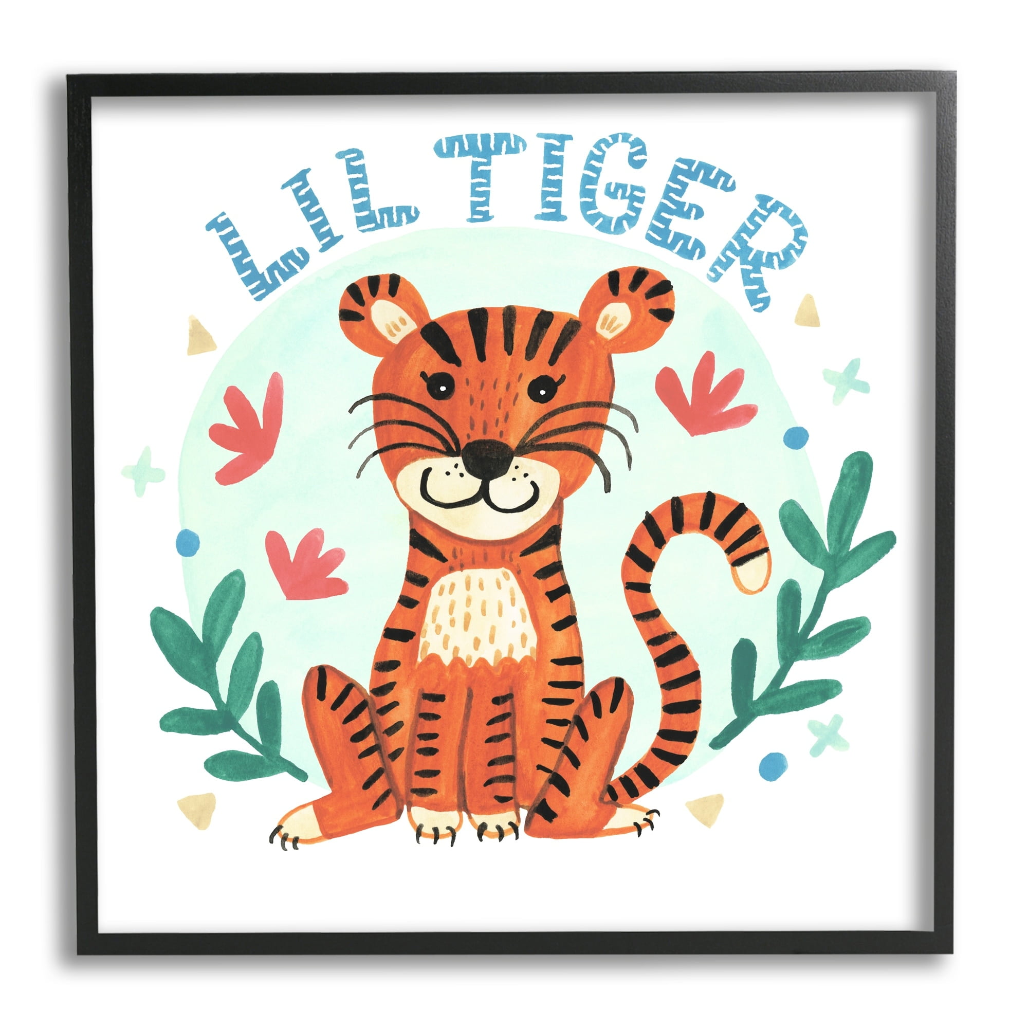 Stupell Industries Lil Tiger Text Whimsical Simple Botanicals, 24 x 24, Design by Heather Strianese