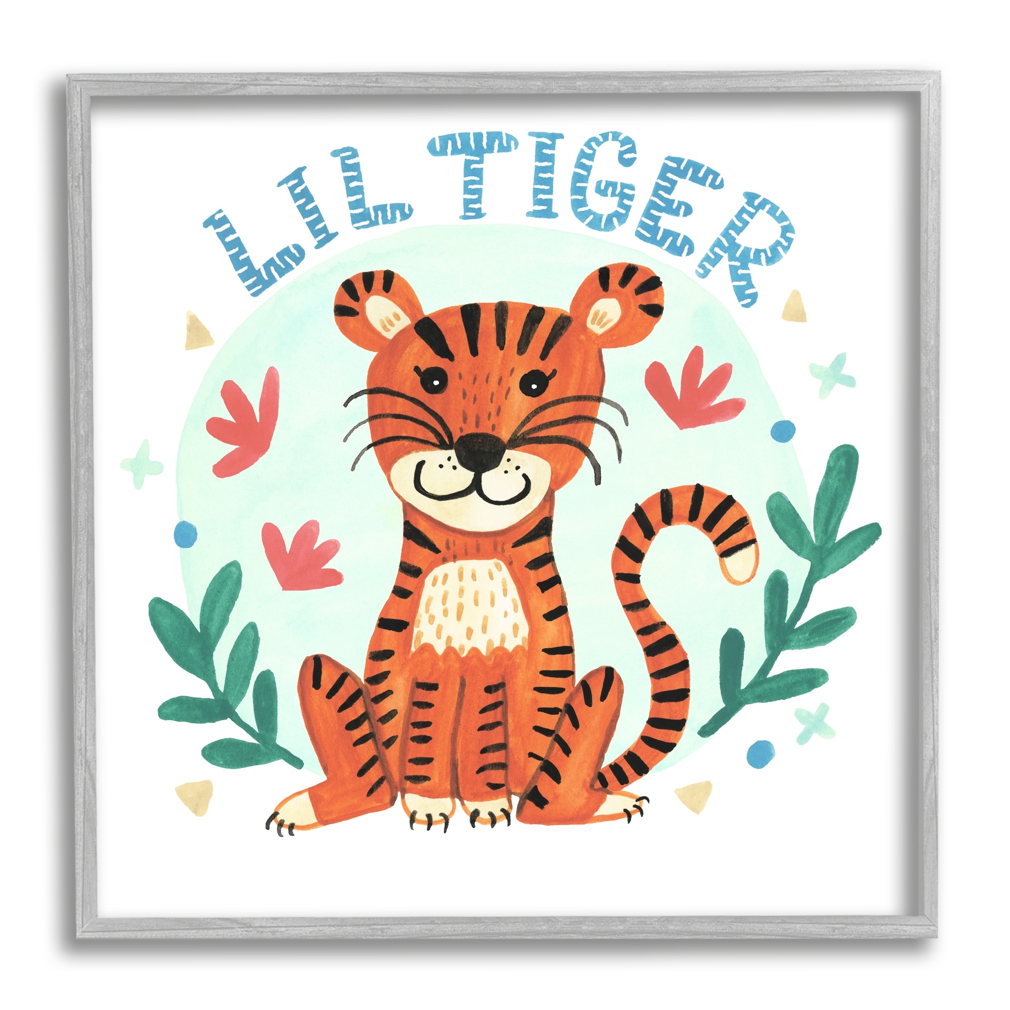 Stupell Industries Lil Tiger Text Whimsical Simple Botanicals, 24 x 24, Design by Heather Strianese