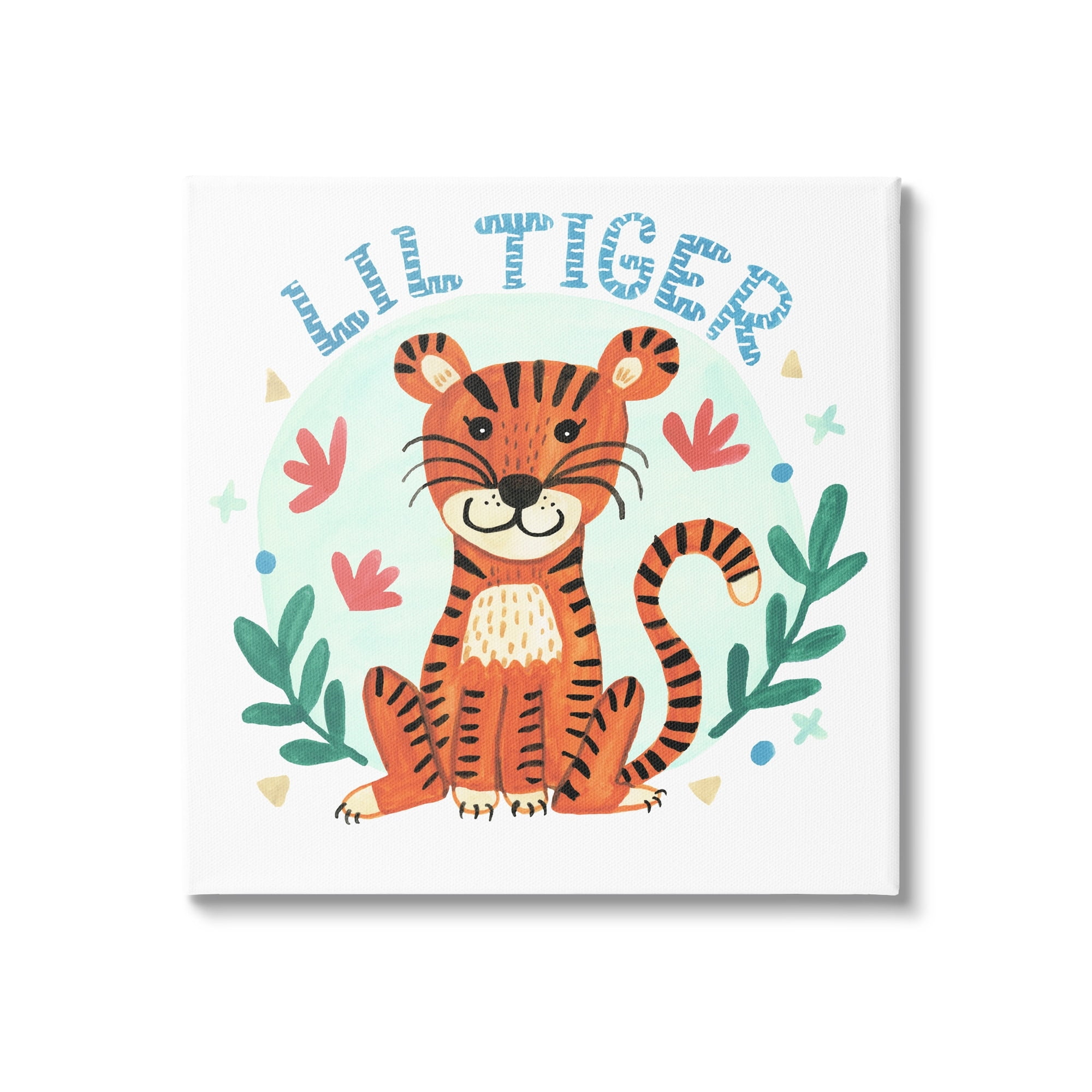 Stupell Industries Lil Tiger Text Whimsical Simple Botanicals Paintings Gallery-Wrapped Canvas Print Wall Art, 30x30, by Heather Strianese
