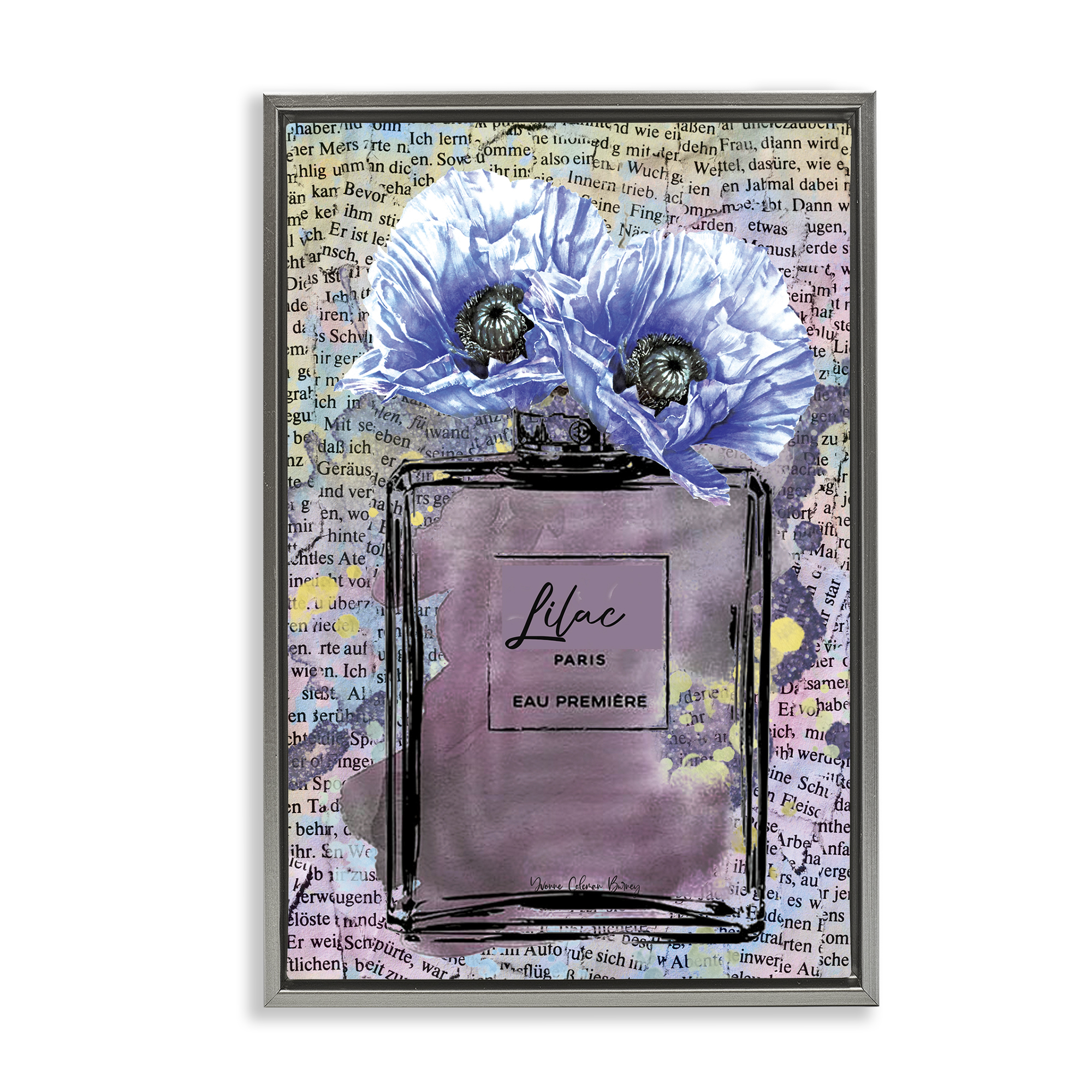 Stupell Industries Lilac Perfume with Blossoms Plants & Flowers Painting Gray Floater Framed Canvas Art Print Wall Art, 17 x 25