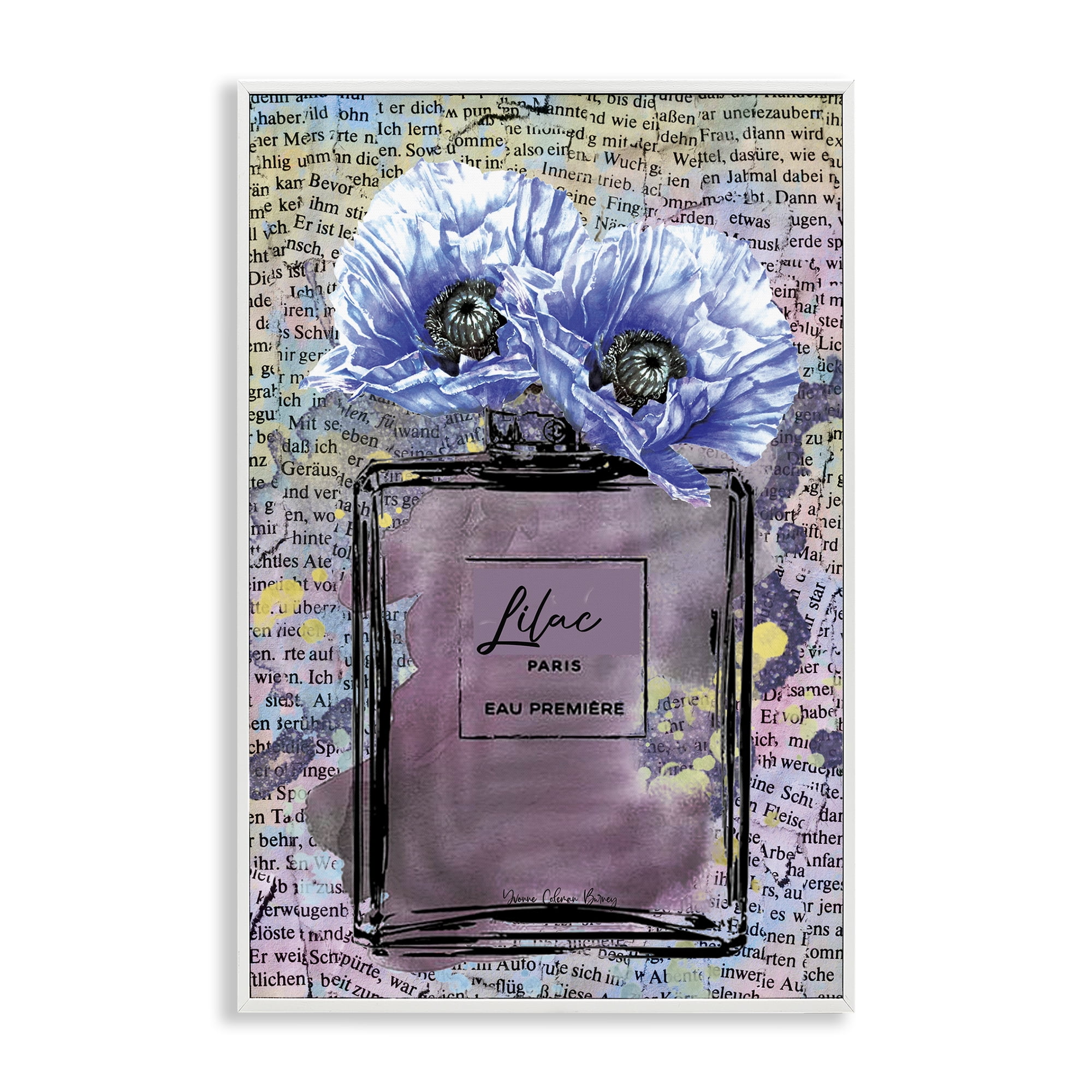 Stupell Industries Lilac Perfume with Blossoms Plants & Flowers Painting White Framed Art Print Wall Art, 16 x 24
