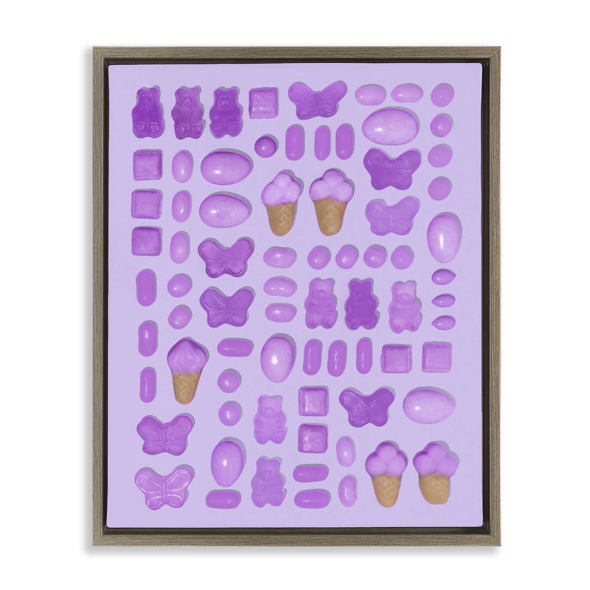 Stupell Industries Lilac Purple Toned Candies Brown Framed Floater Canvas Wall Art, design by LISH Creative