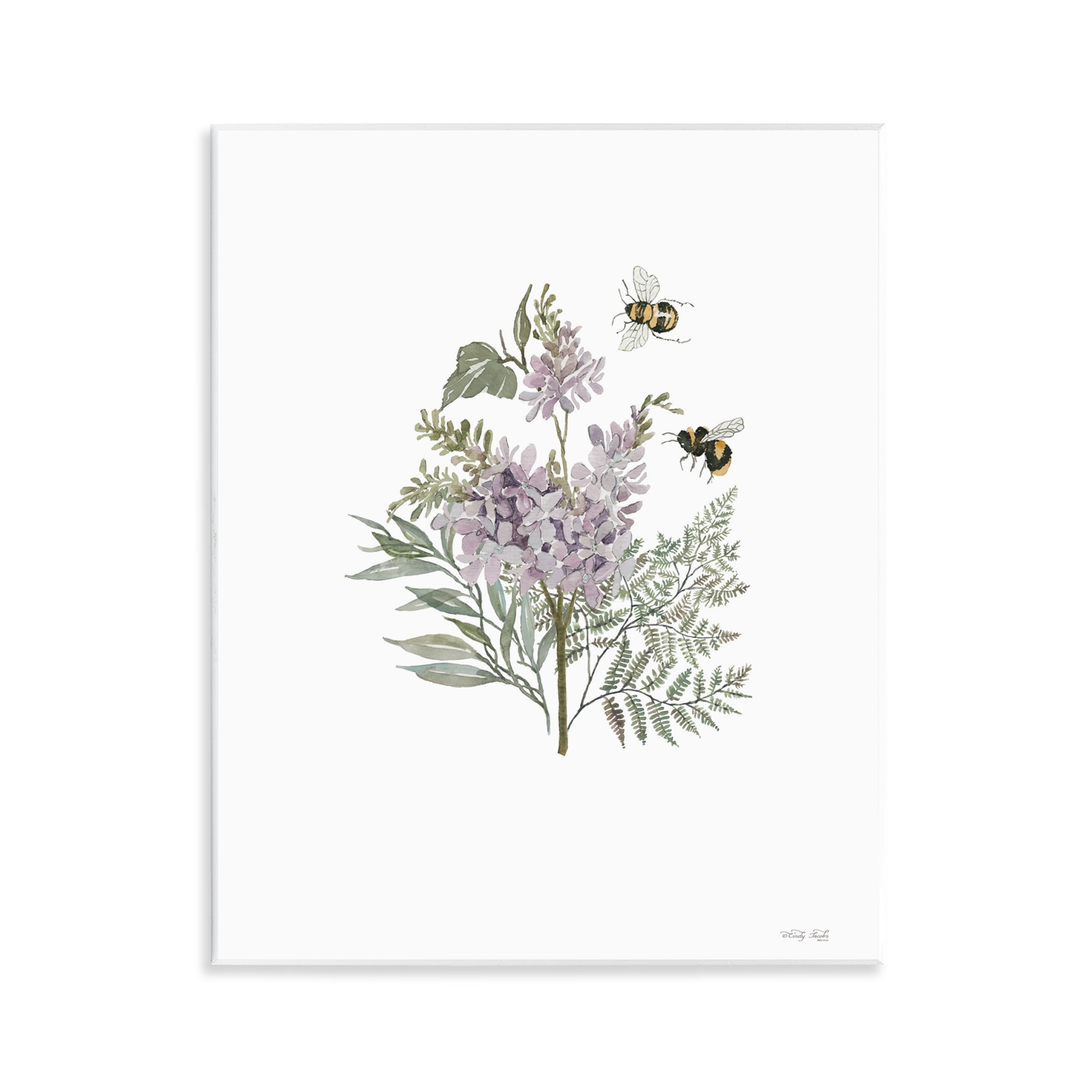 Stupell Industries Lilacs & Bumble Bees Animals & Insects Painting Unframed Art Print Wall Art, 11 x 14