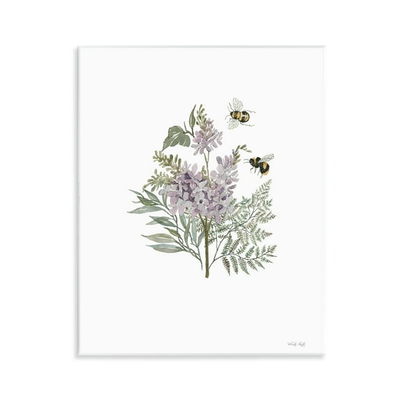 Stupell Industries Lilacs & Bumble Bees Animals & Insects Painting Unframed Art Print Wall Art, 11 x 14