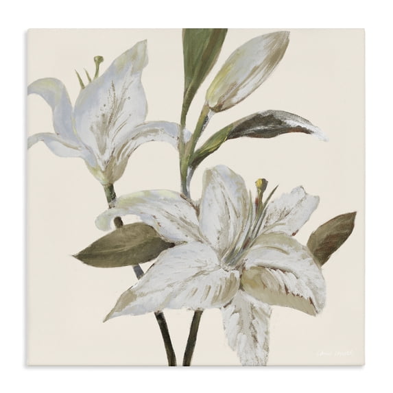 Stupell Industries Shabby Chic Lilies Soft Beige Canvas Art, 17 x 17, by Lanie Loreth