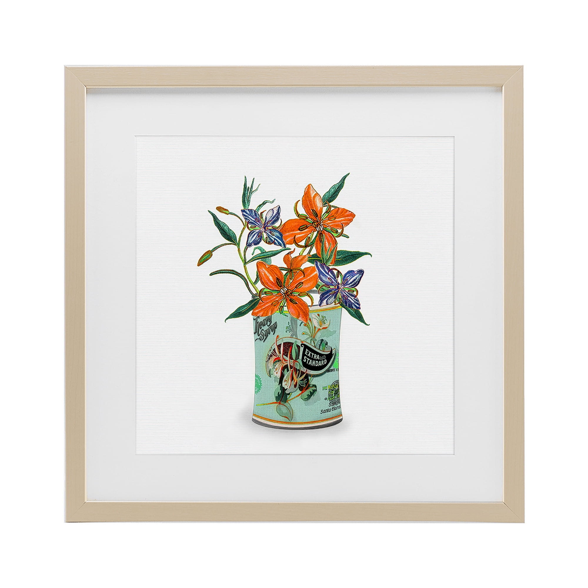 Stupell Industries Lilies in Retro Tin Birch Framed Print Under Glass, design by Val Rhodes
