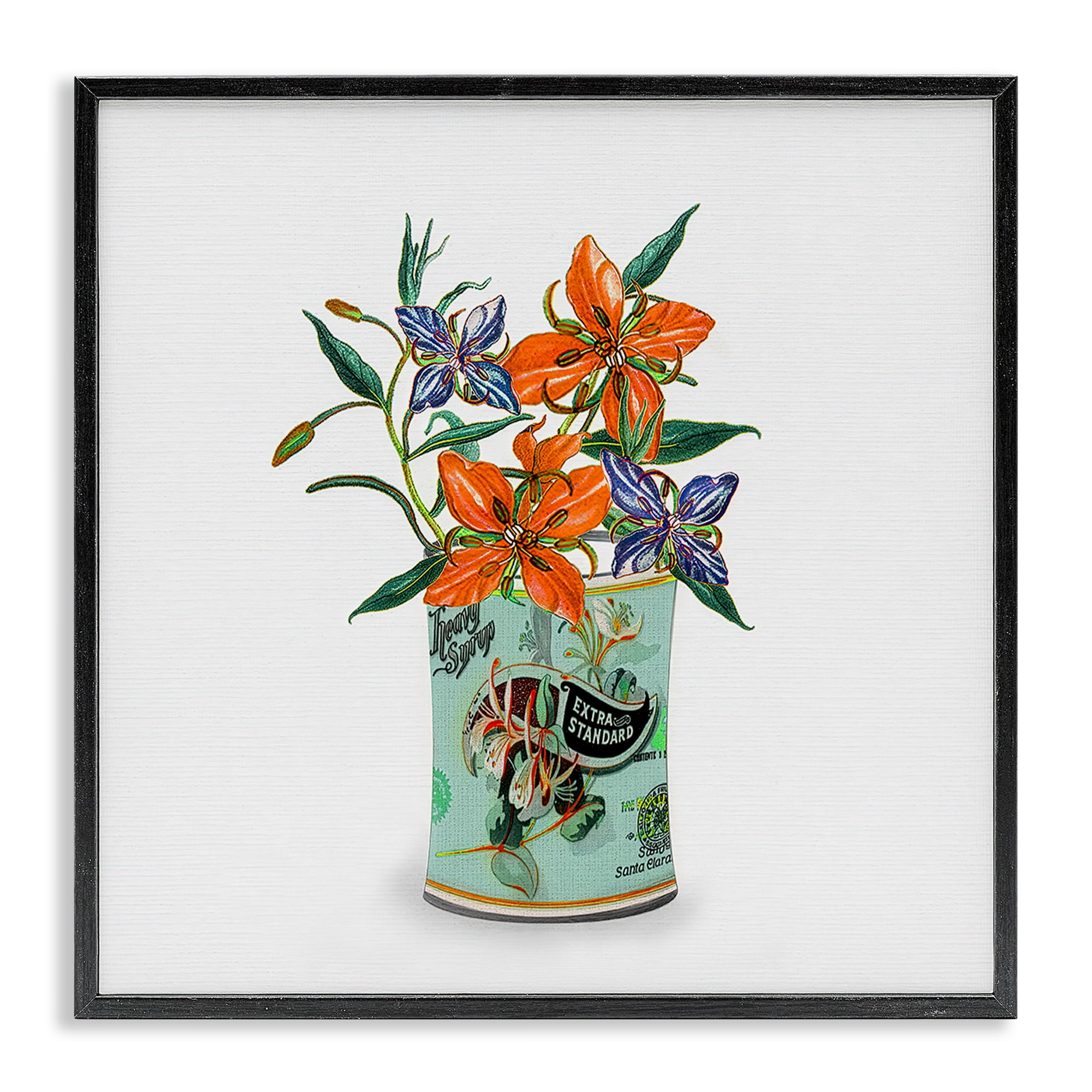 Stupell Industries Lilies in Retro Tin Black Framed Giclee Art, design by Val Rhodes