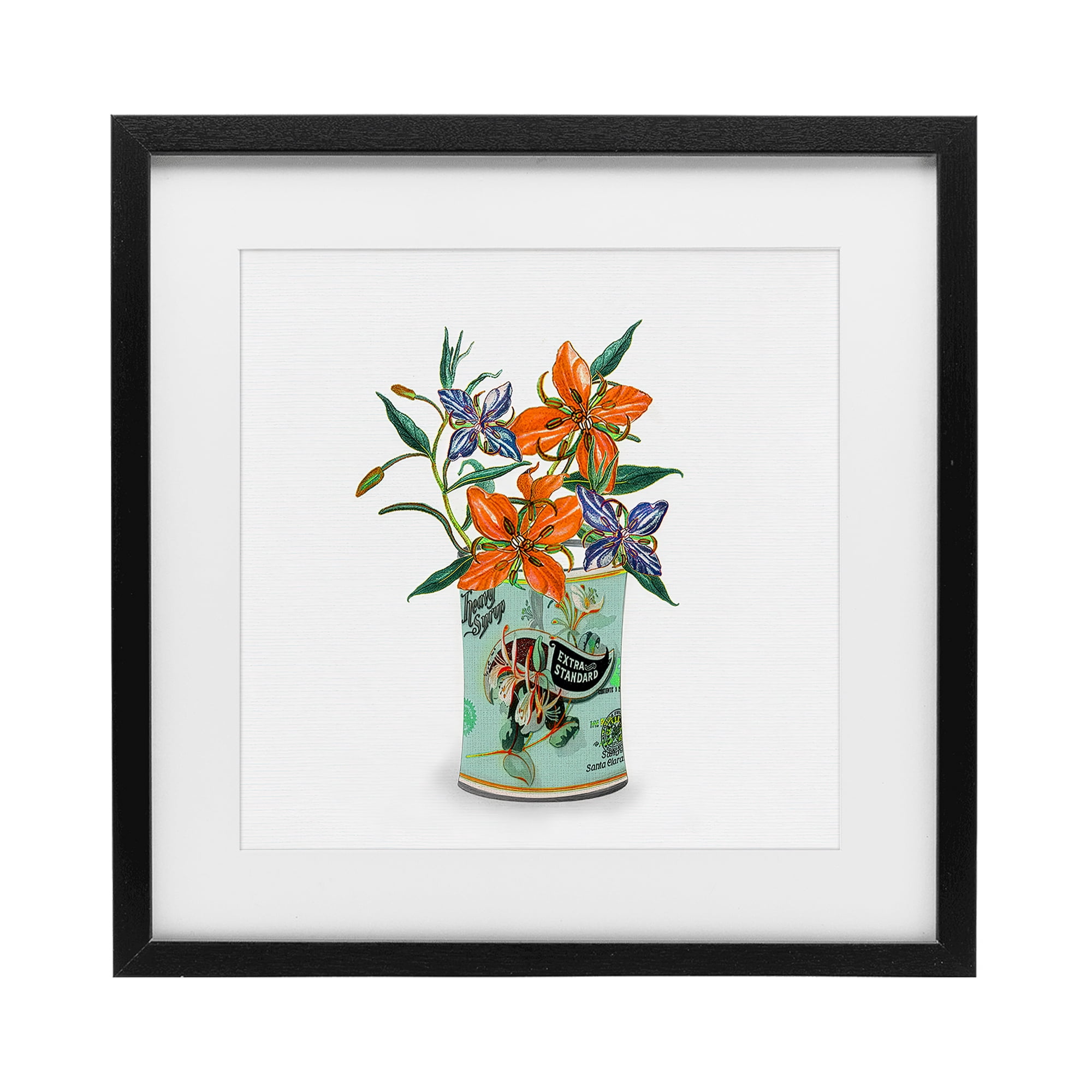 Stupell Industries Lilies in Retro Tin Black Framed Print Under Glass, design by Val Rhodes
