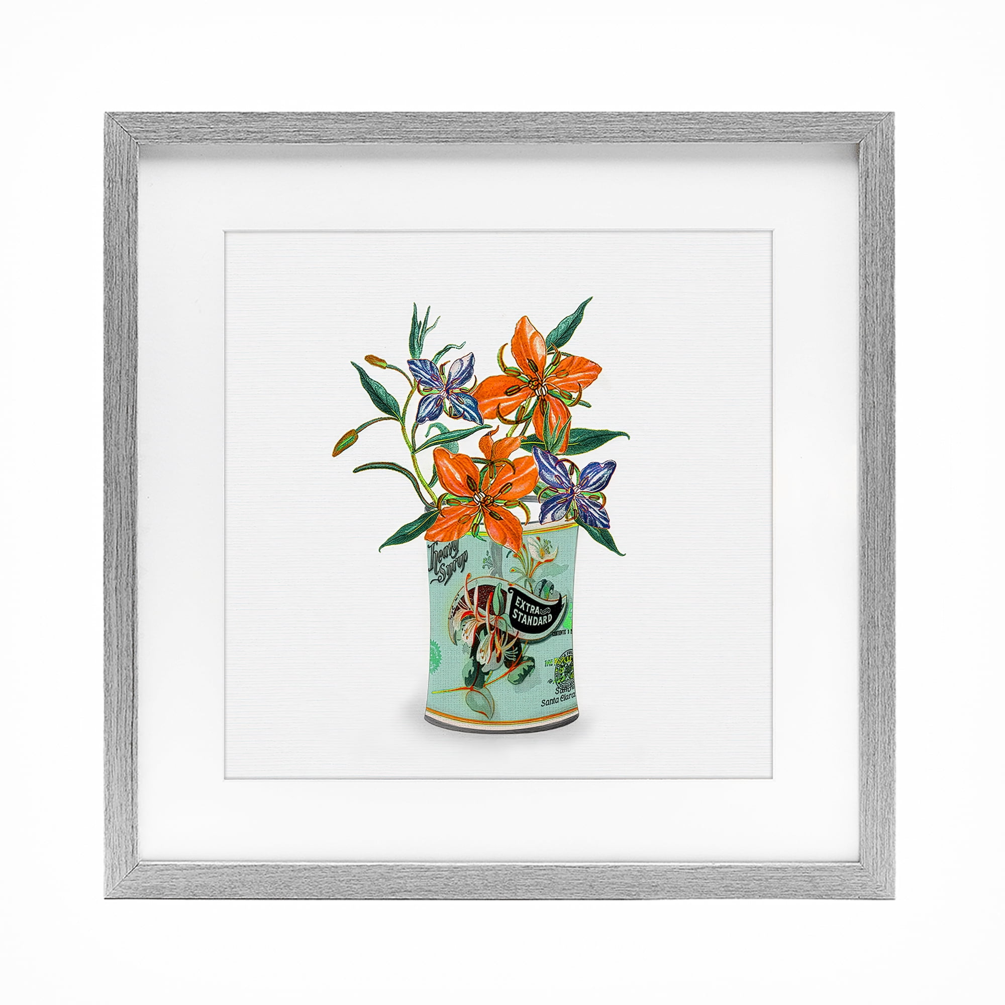 Stupell Industries Lilies in Retro Tin Gray Framed Print Under Glass, design by Val Rhodes