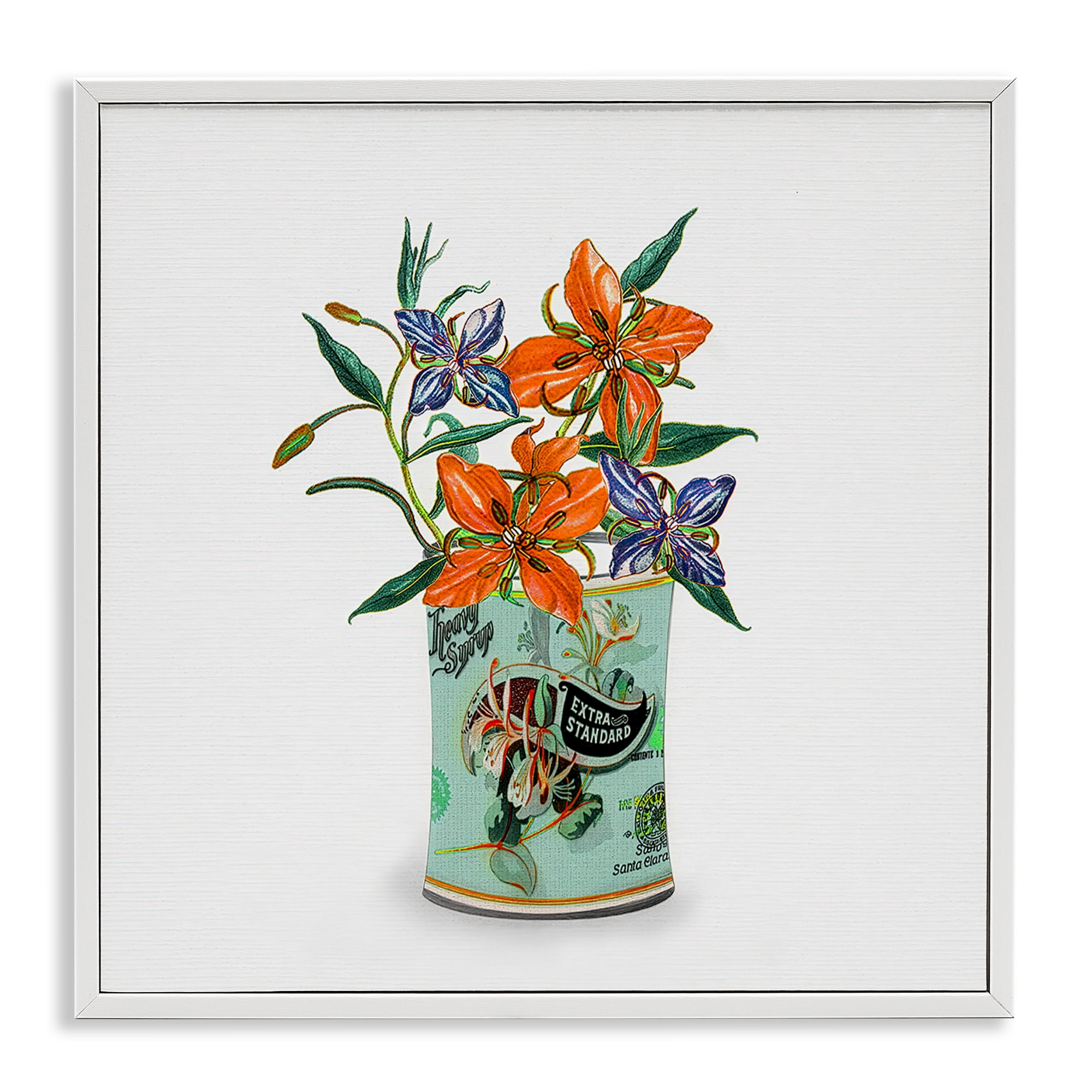 Stupell Industries Lilies in Retro Tin White Framed Giclee Art, design by Val Rhodes