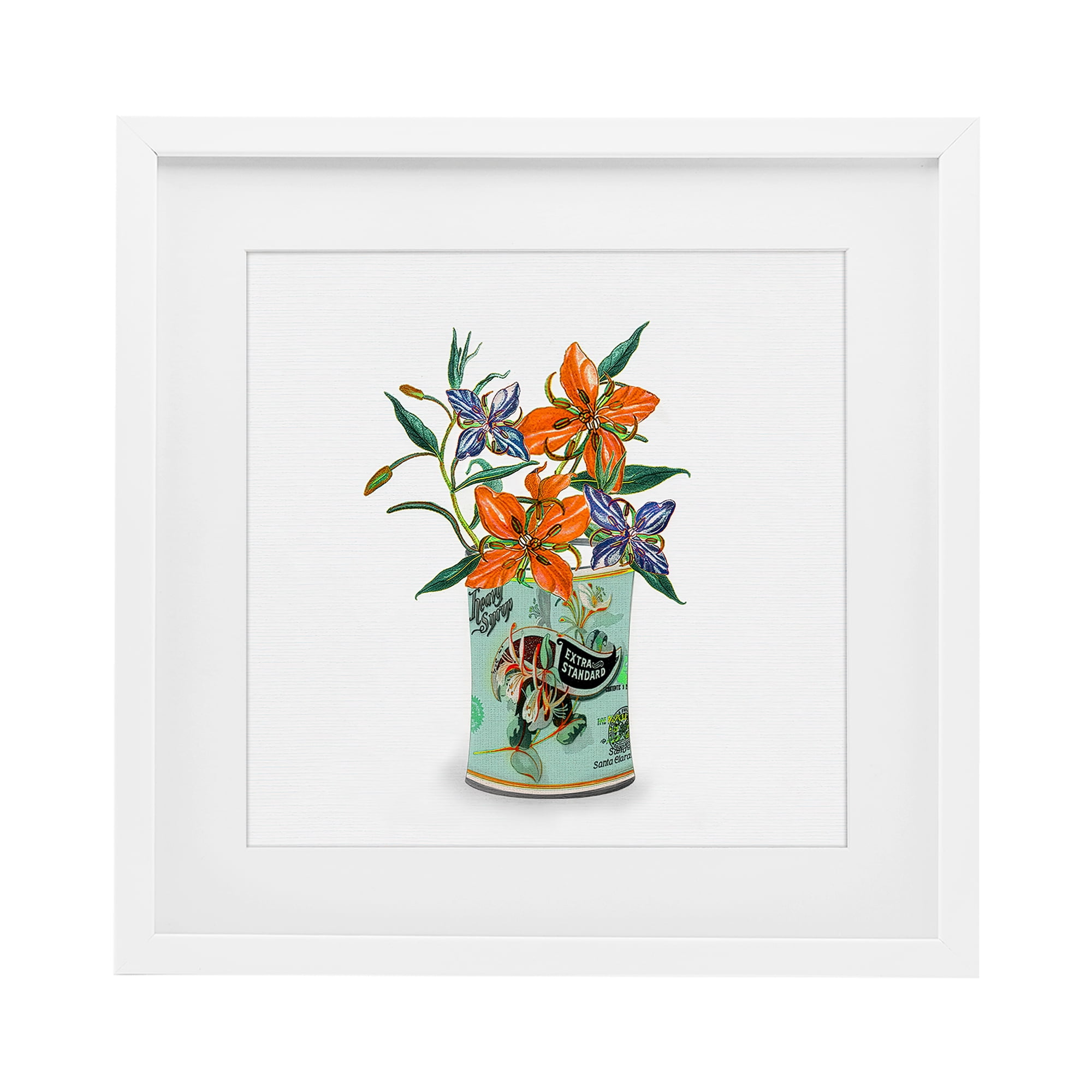 Stupell Industries Lilies in Retro Tin White Framed Print Under Glass, design by Val Rhodes