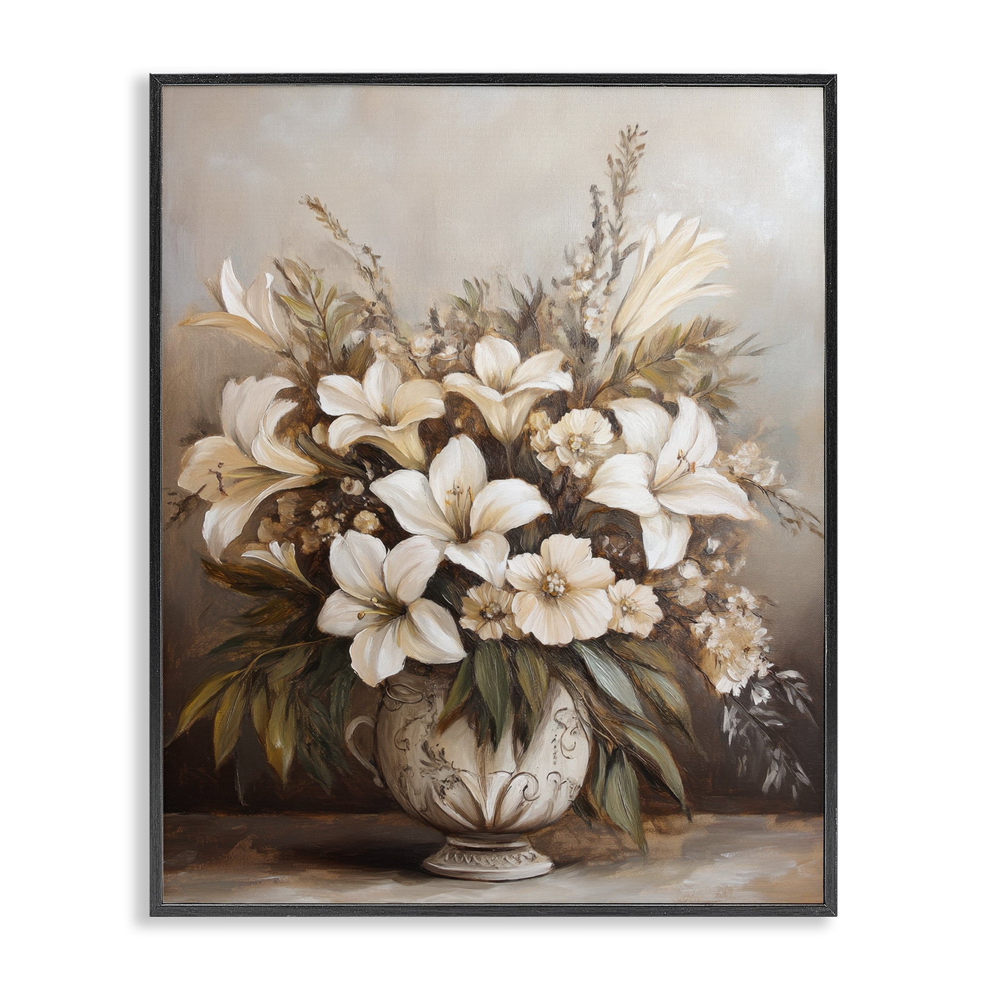 Stupell Industries Lily Bouquet Still Life Plants & Flowers Painting Black Framed Art Print Wall Art, 24 x 30